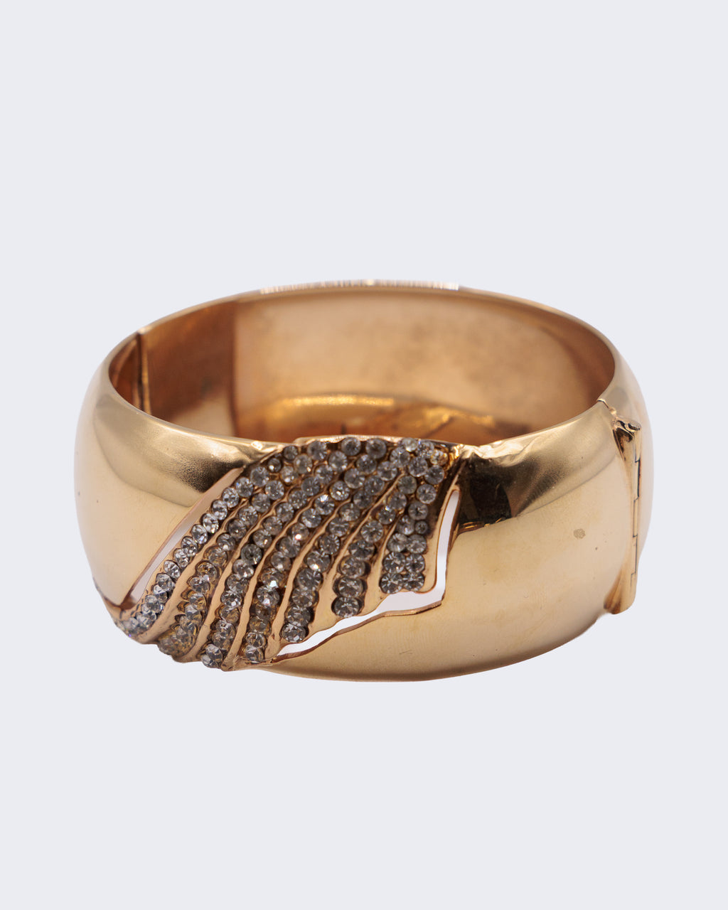 Bracciale rigido dorato con cristalli strass – elegante bangle vintage donna