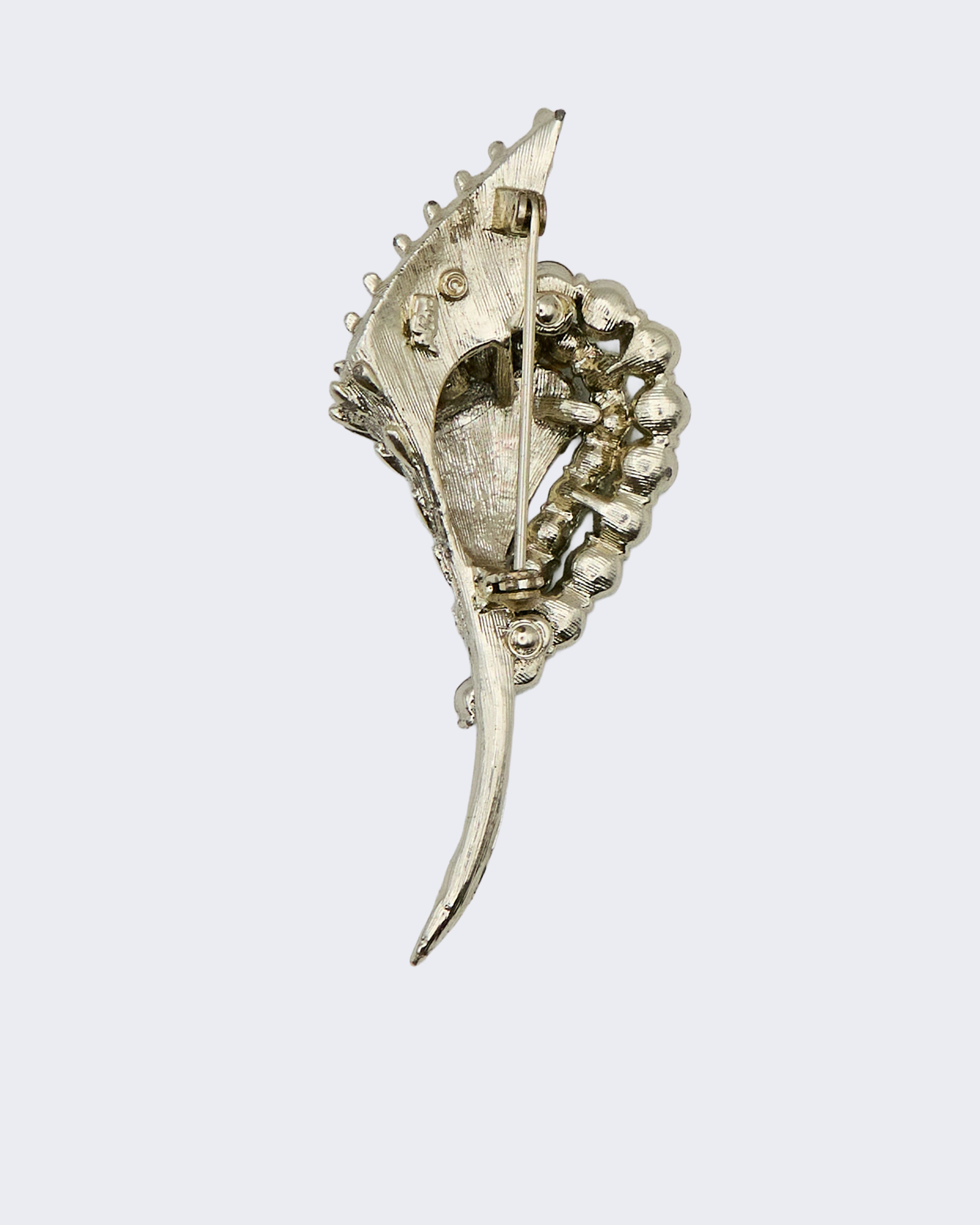 Vintage Exotic Flower Pegasus Coro Brooch with Peridot Rhinestones – 1950s