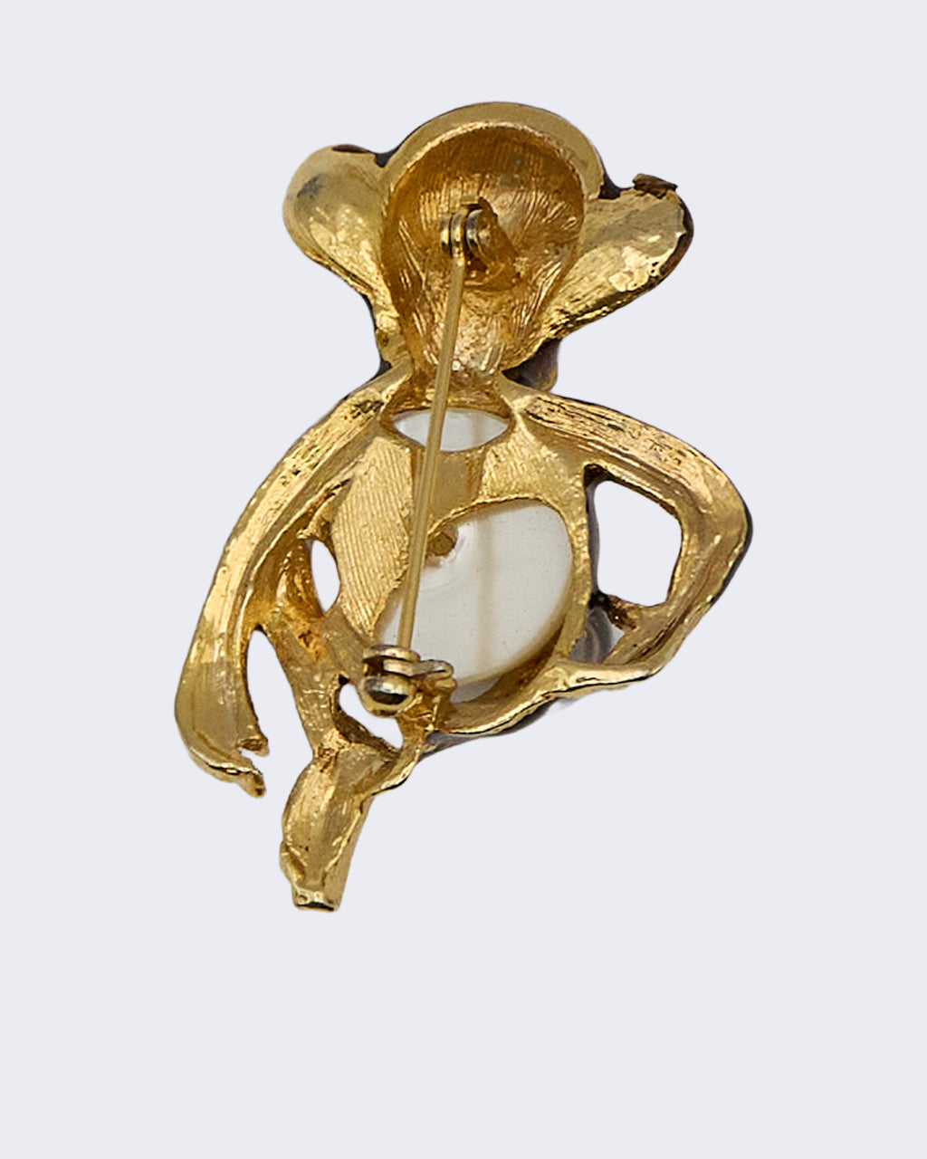 Spilla Vintage Scimmia con Occhiali e Perla Sintetica – Stile Retrò