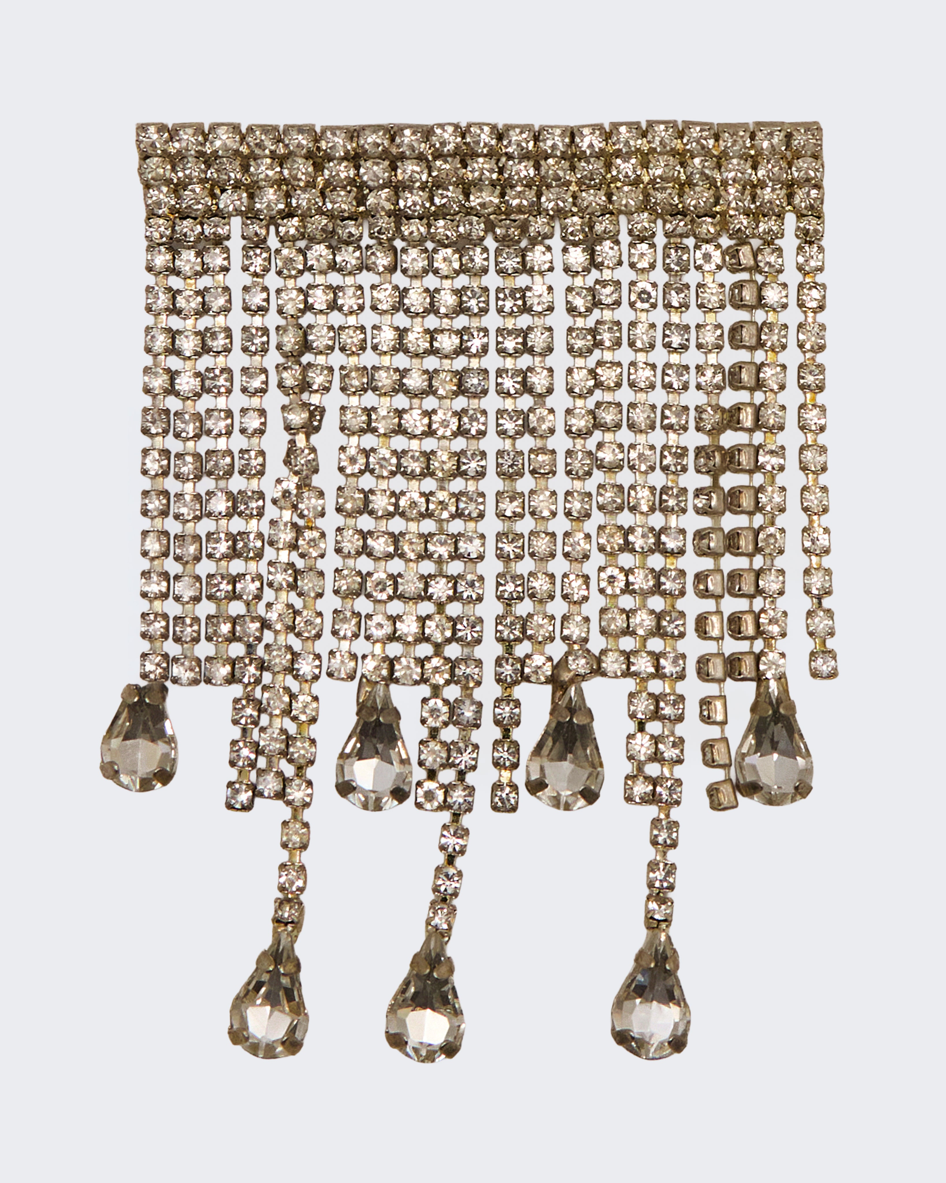 Spilla a cascata in stile Art Déco vintage con strass - Cristallo color argento