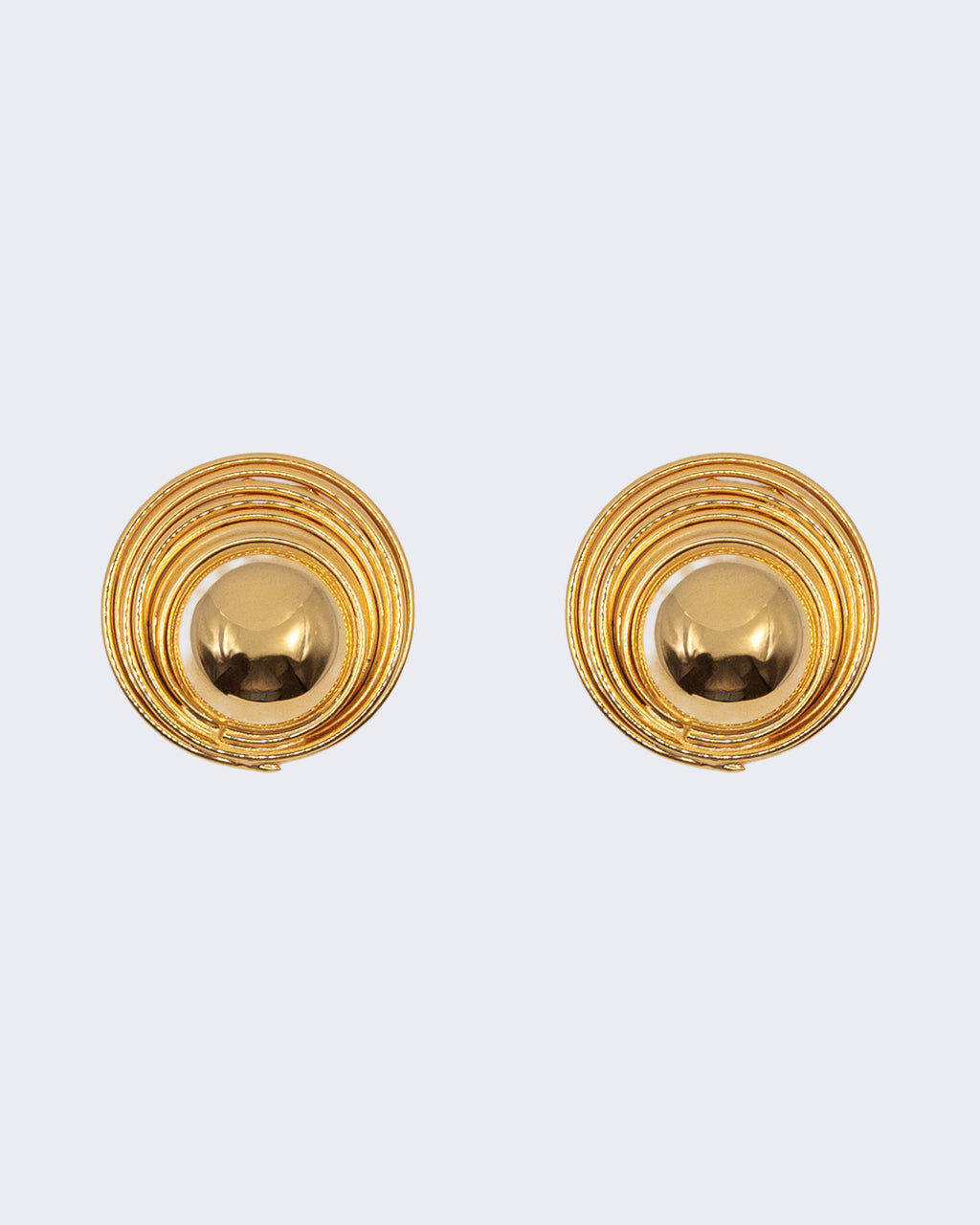 Orecchini vintage dorati a clip con design concentrico, anni ’80 elegante