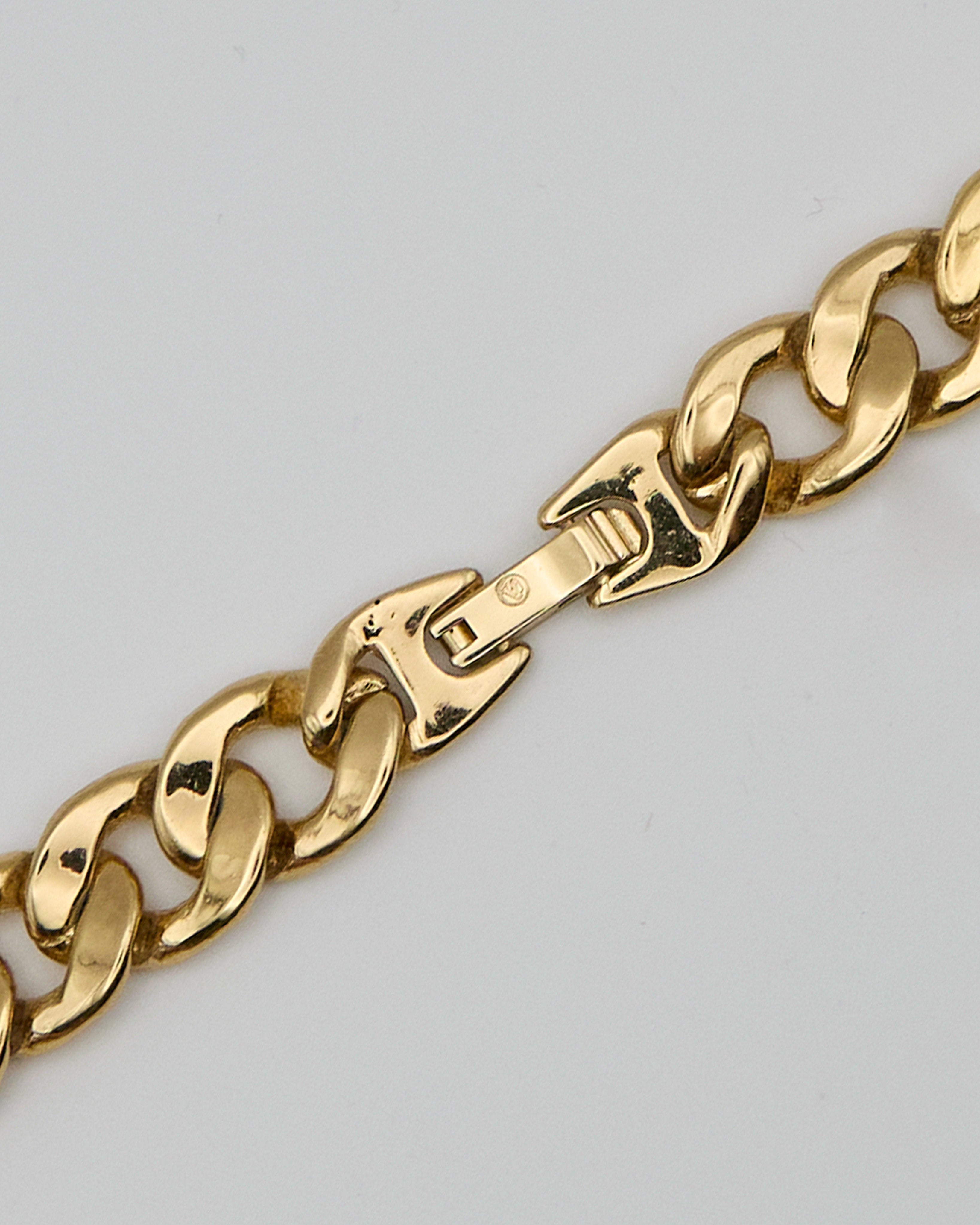 Collana vintage anni ’70 con smeraldo e diamanti, catena groumette spessa – Gioiello statement