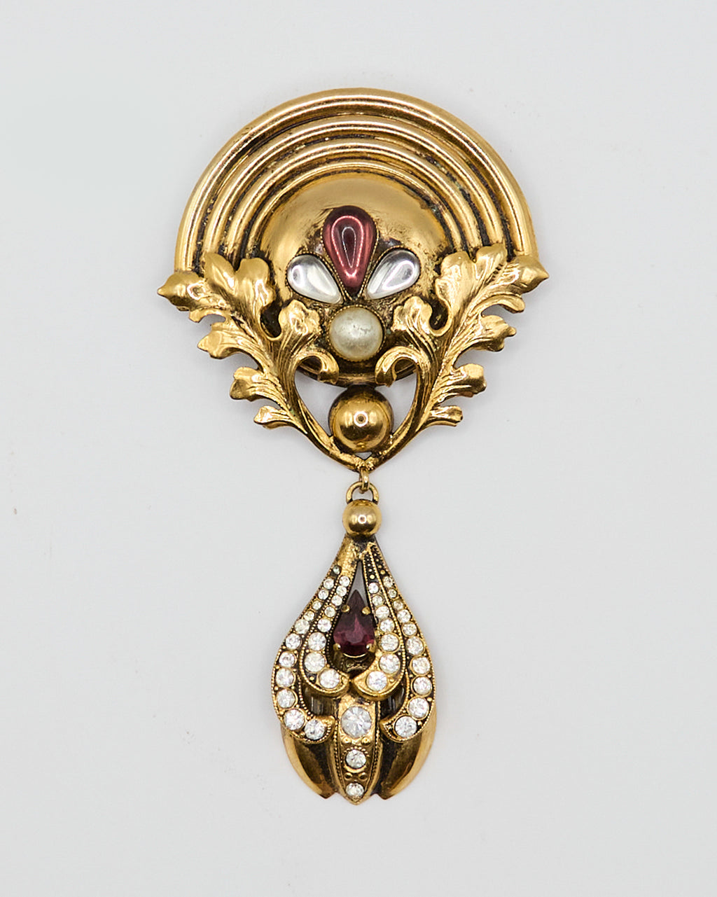 Semicircle Brooch with Pendant