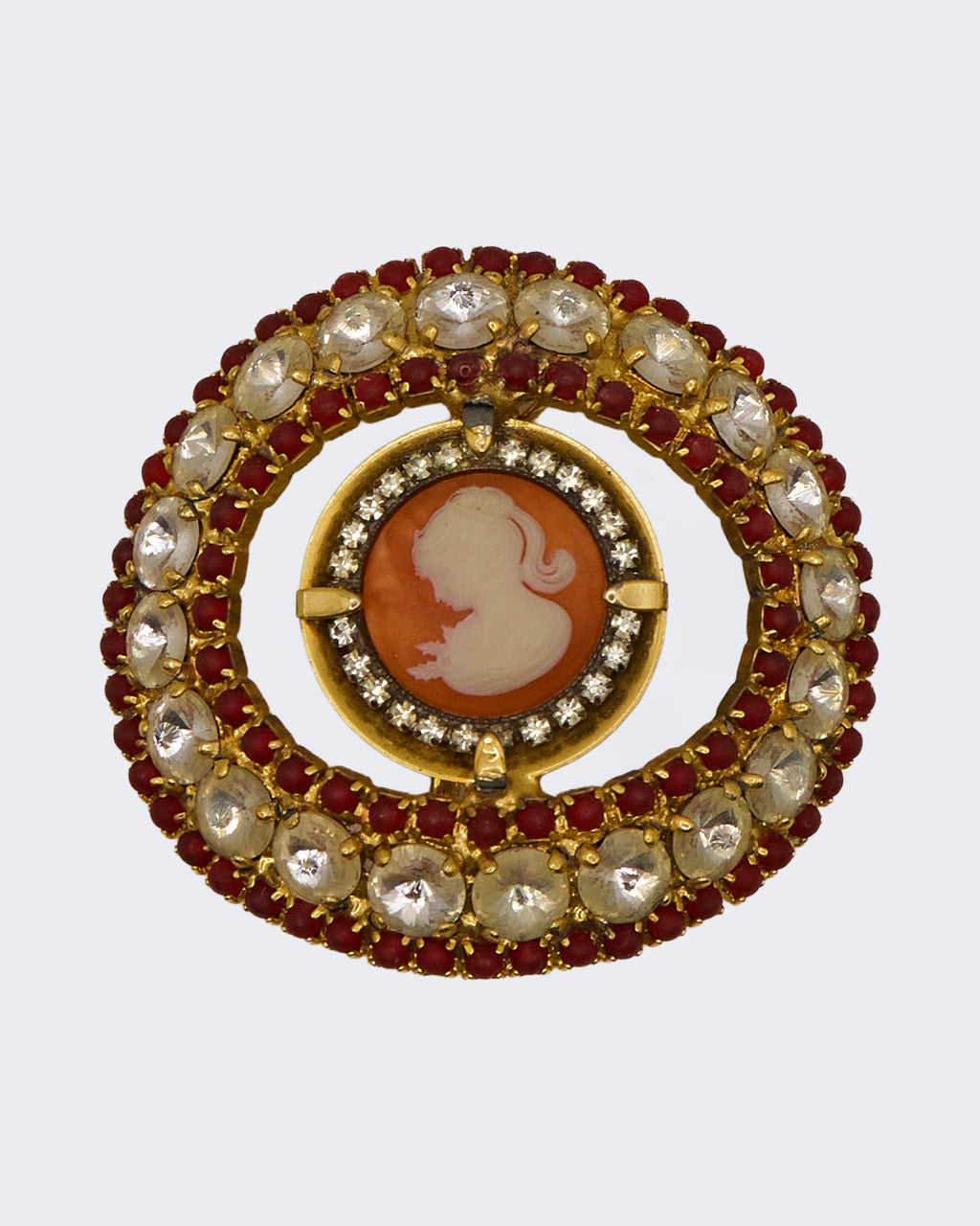 Spilla Vintage con Cammeo e Pietre – Metallo Dorato