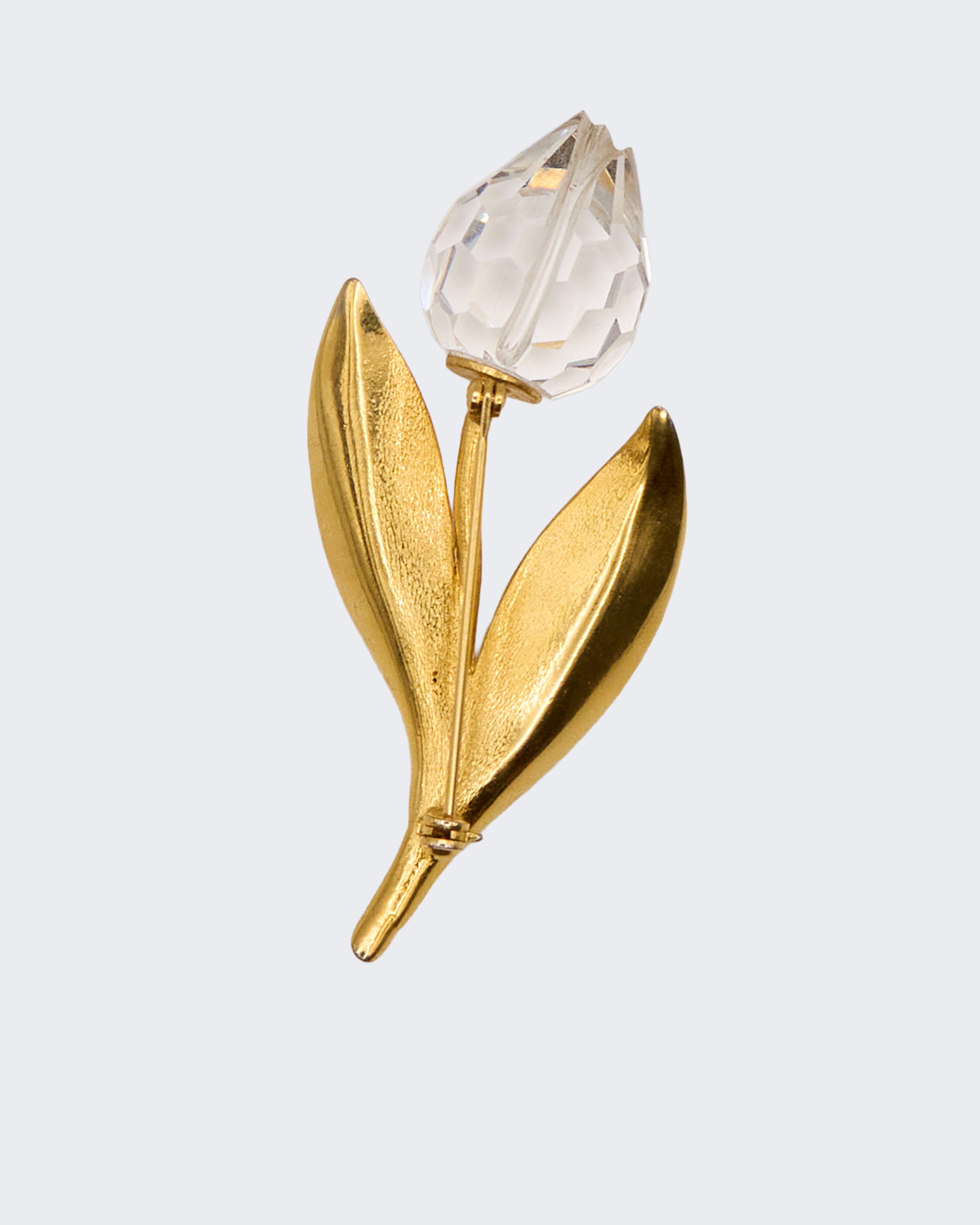Vintage Swarovski Crystal Tulip Brooch – Gold Plated