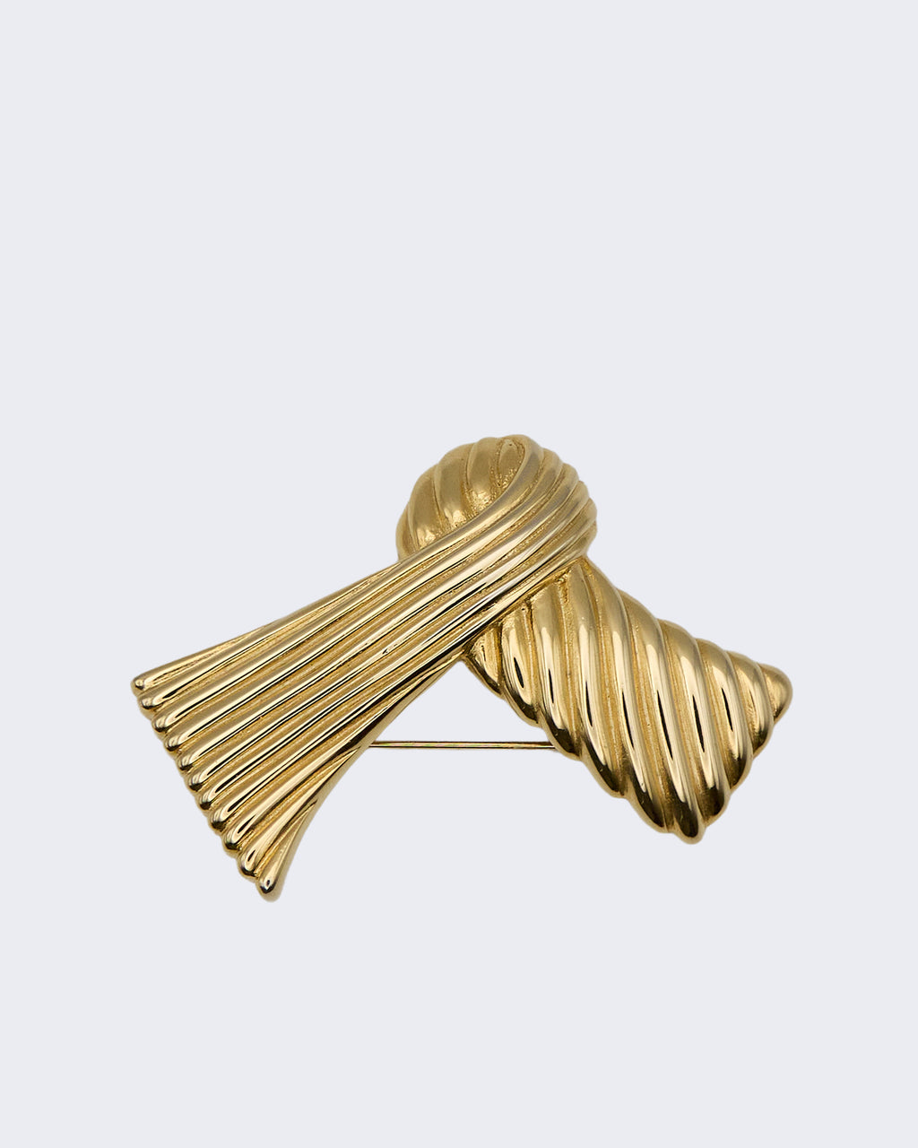 Vintage Gold Metal Bow Brooch – 1960s–1980s Modernist Style