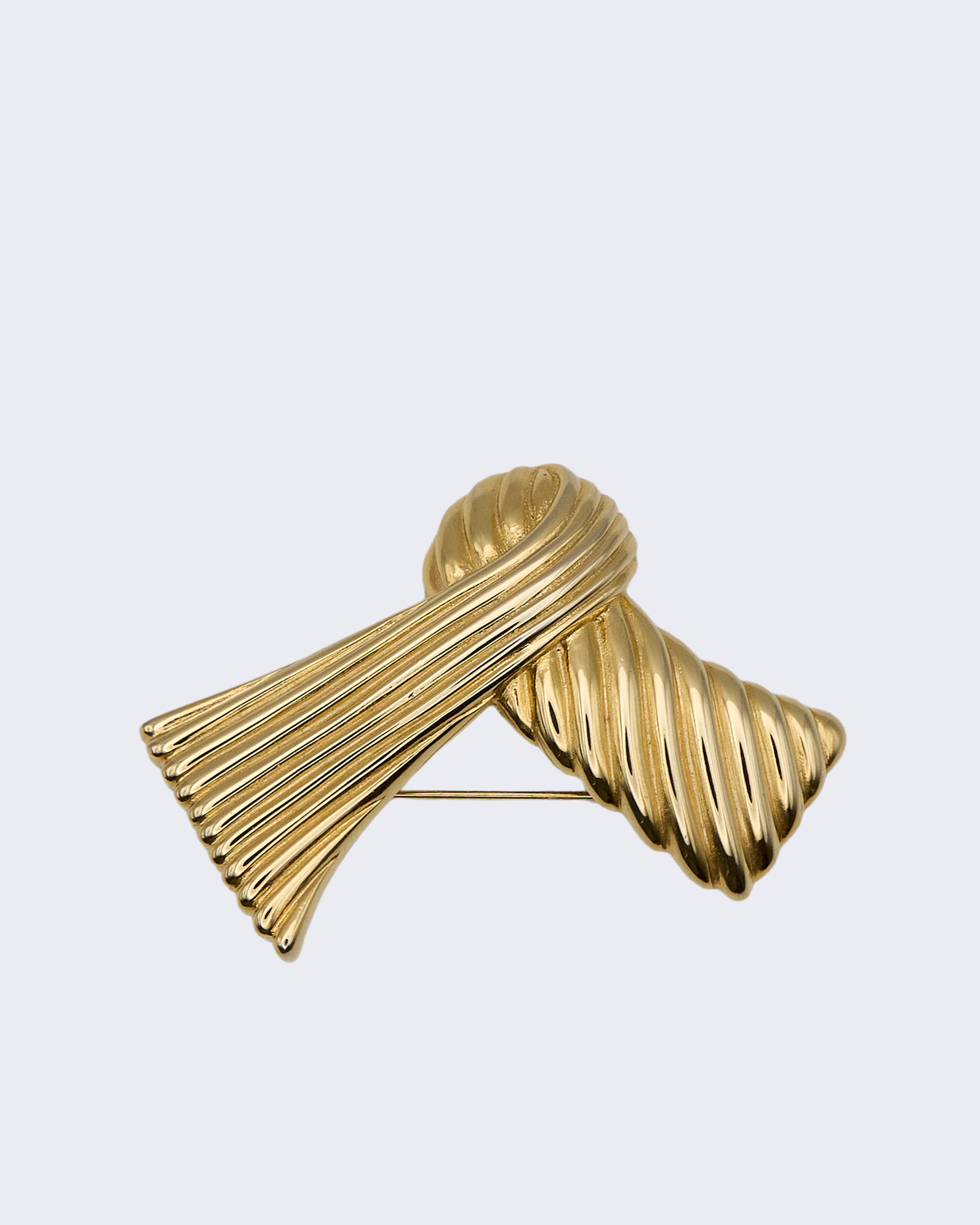 Vintage Gold Metal Bow Brooch – 1960s–1980s Modernist Style