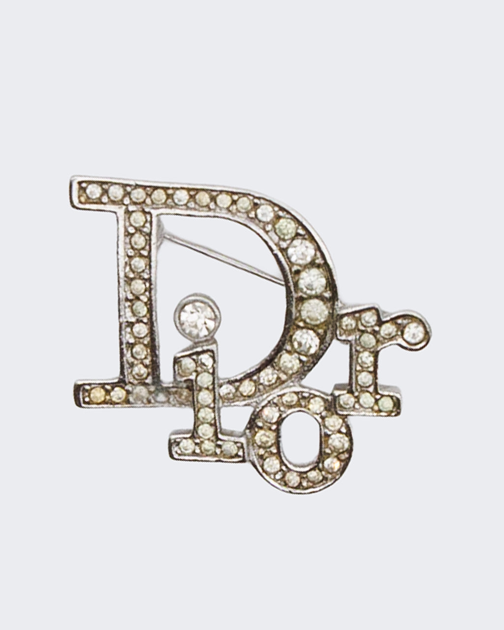 Christian Dior Silver Rhinestone Brooch