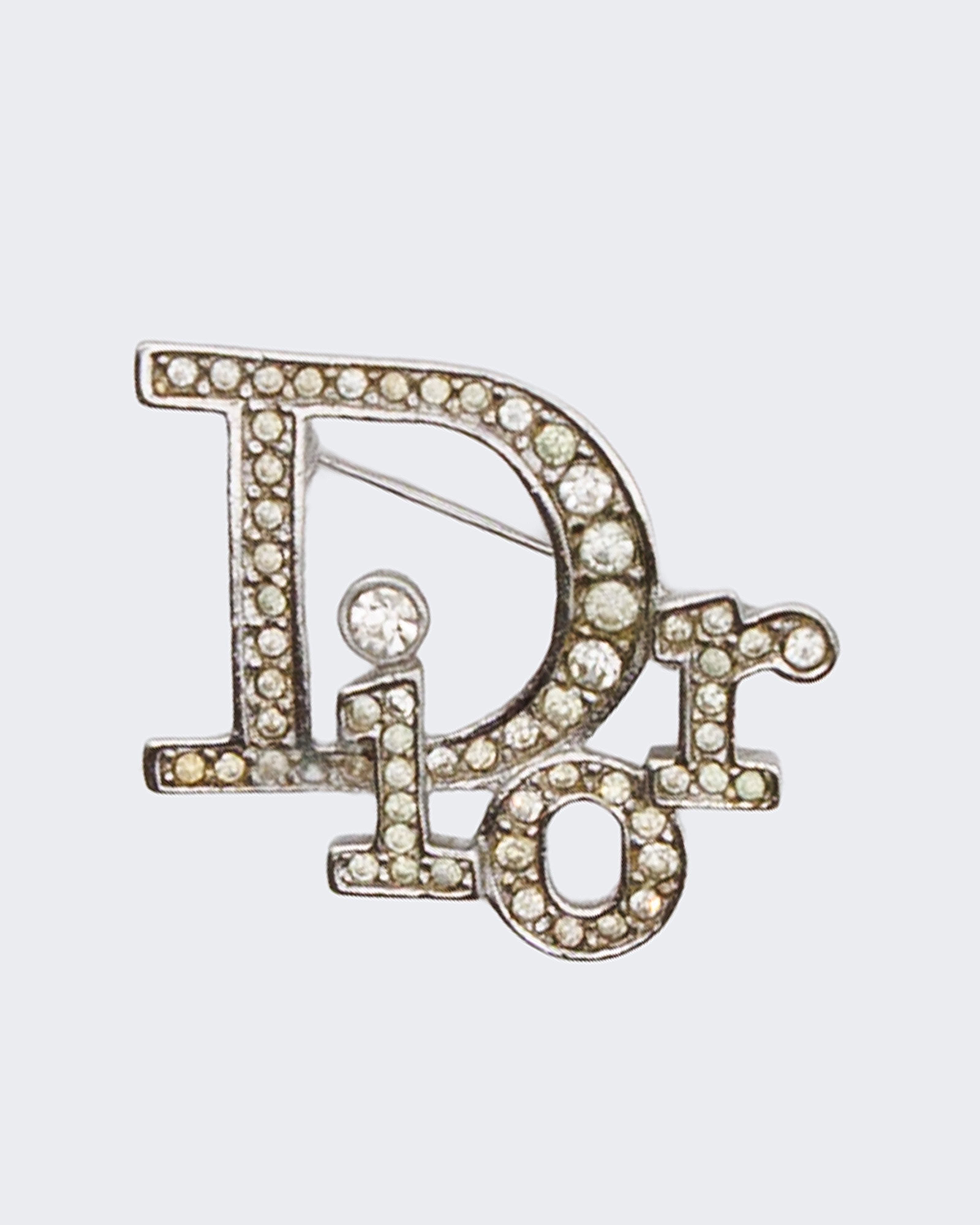 Christian Dior Silver Rhinestone Brooch
