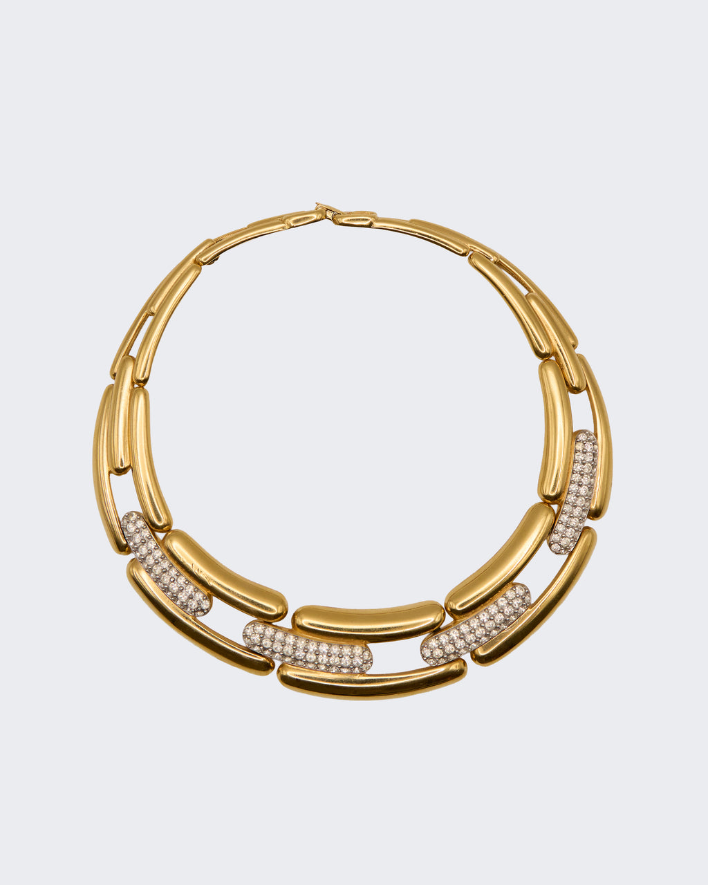 Vintage Givenchy 1980s Gold Mesh Choker with Rhinestones