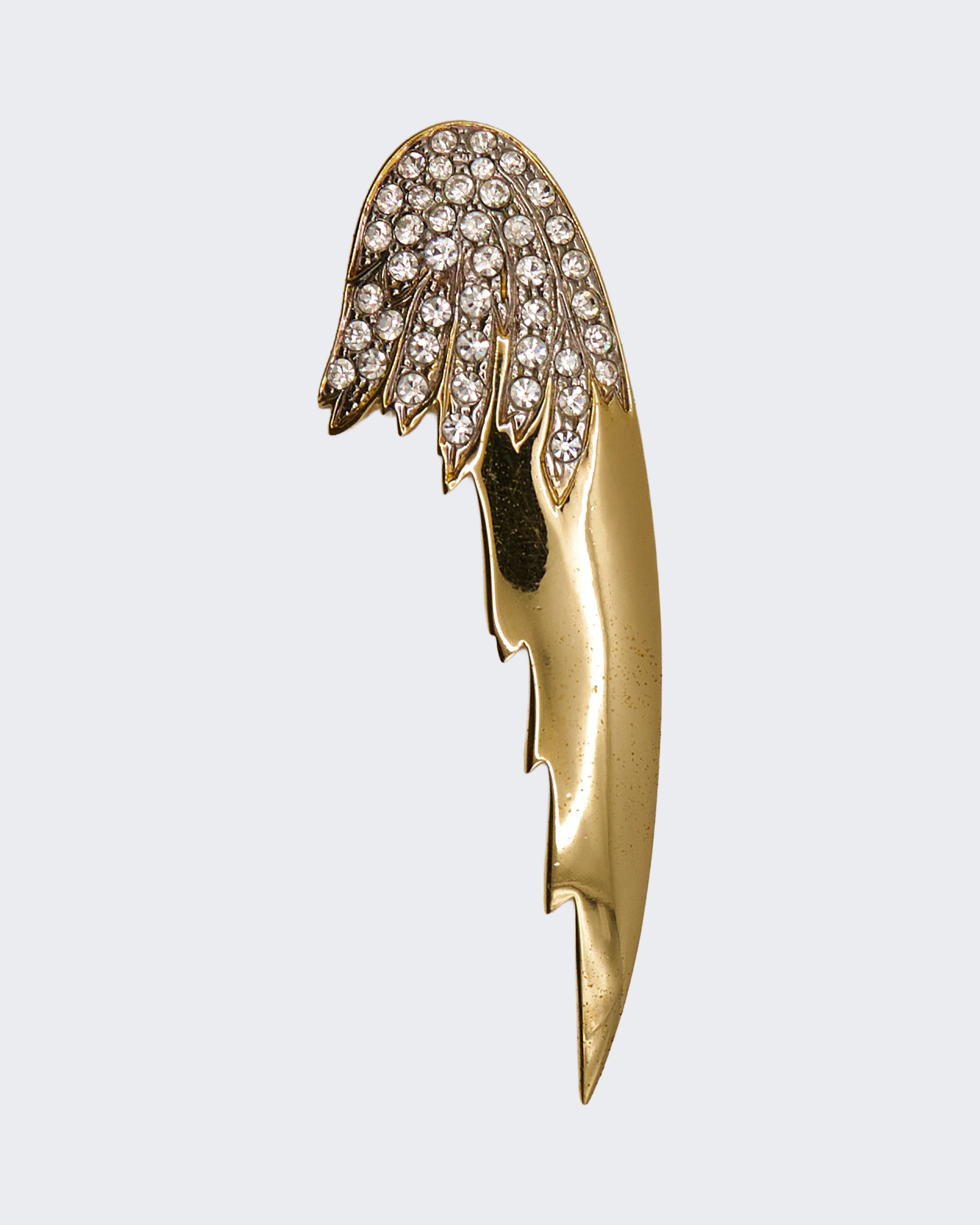 Spilla Vintage Firmata Ultima Edizione – Ala Artiglio Dorata con Strass | Anni ’80