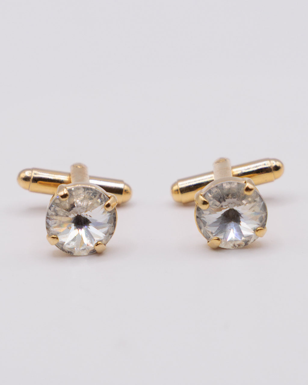 Gemelli vintage dorati con cristallo taglio brillante stile solitario