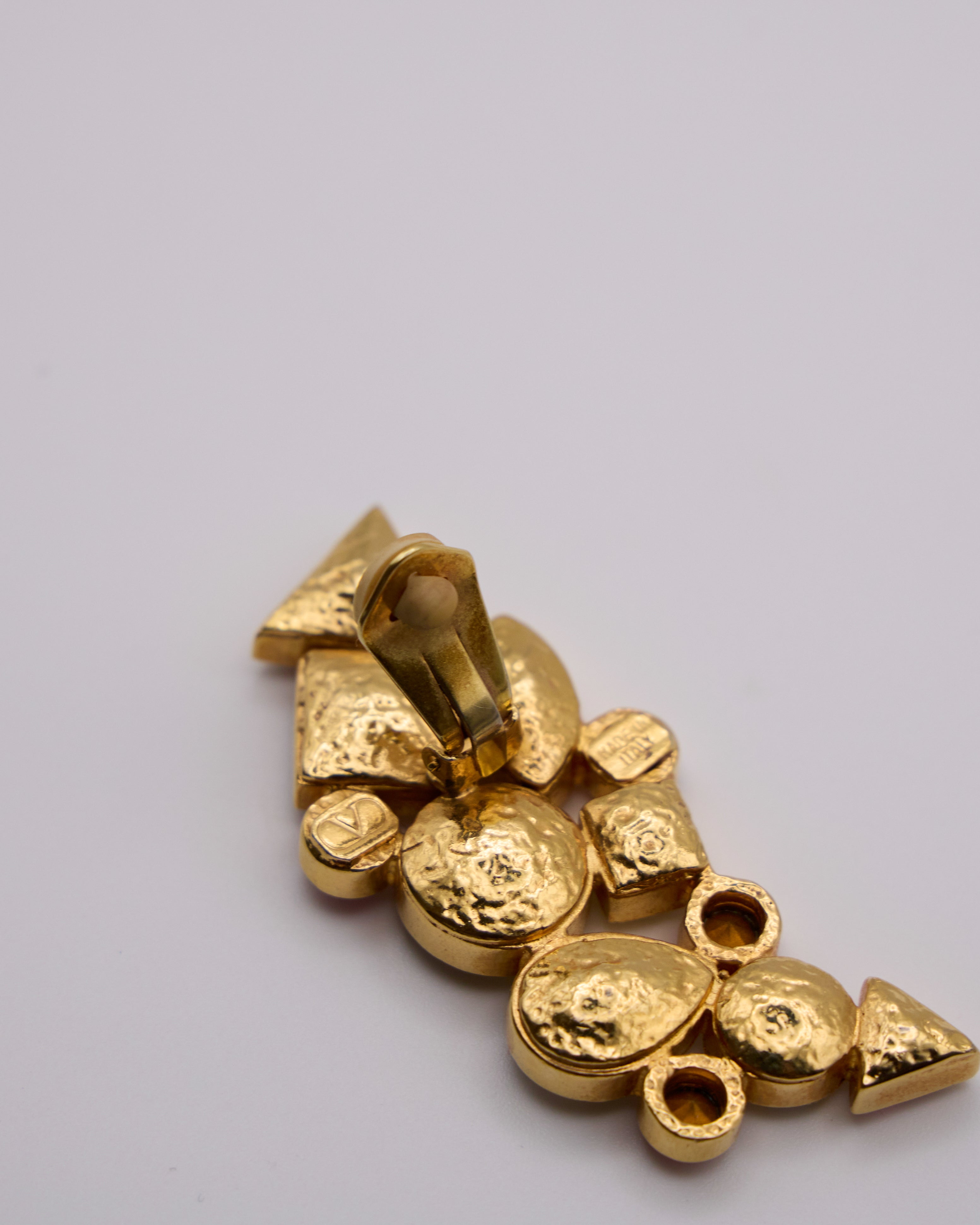 Orecchini Vintage firmati Valentino Garavani | Dorati con Cristalli Rosa e Bianchi - anni 80/90