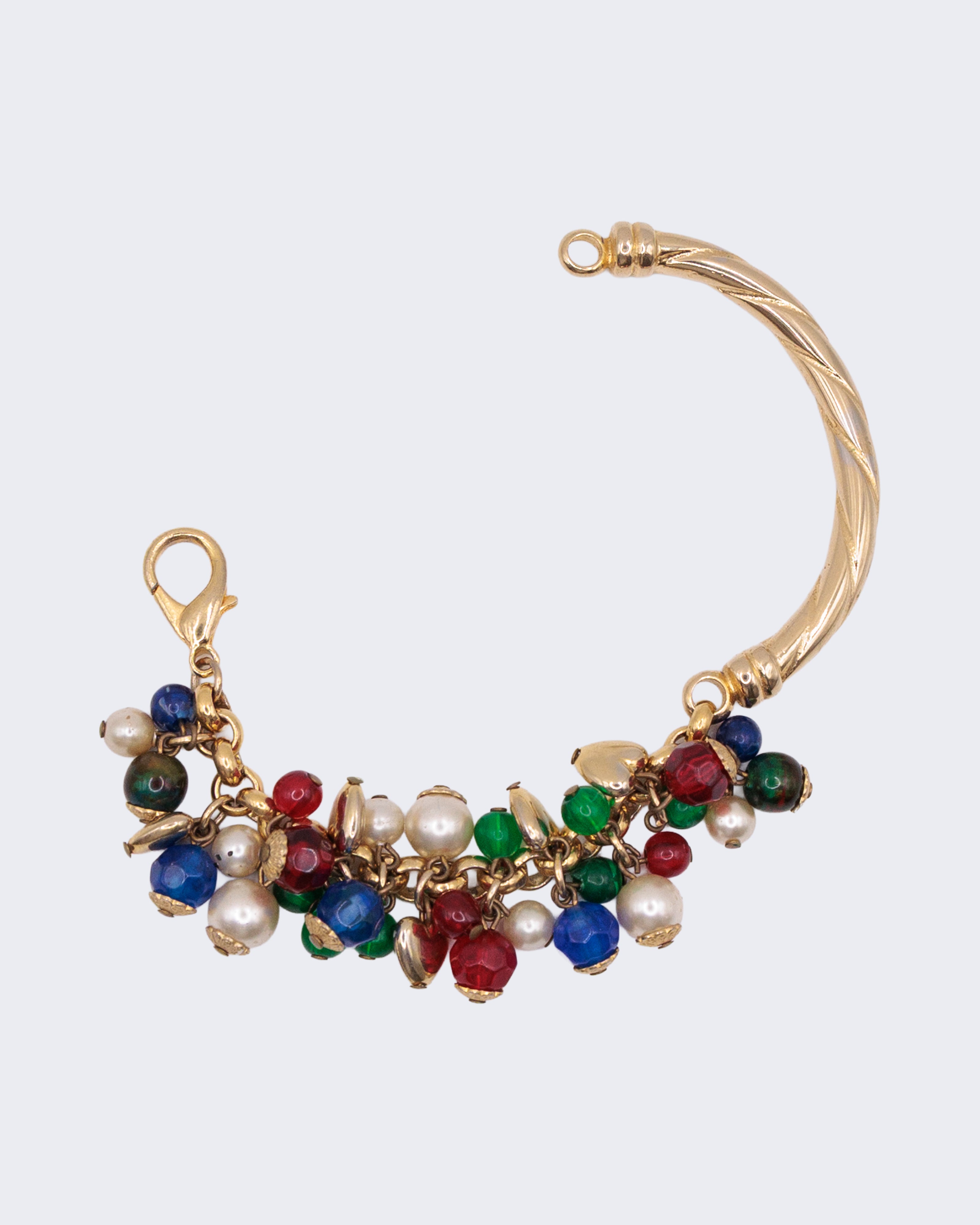 Bracciale Vintage Charms Dorato con Perle e Pietre Multicolor