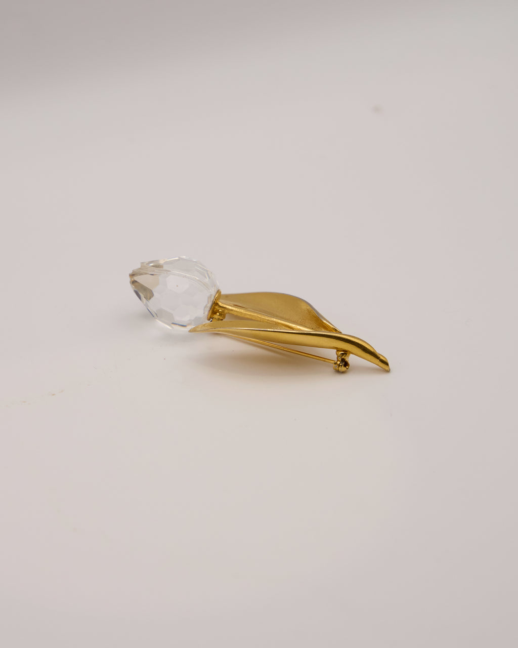 Vintage Swarovski Crystal Tulip Brooch – Gold Plated