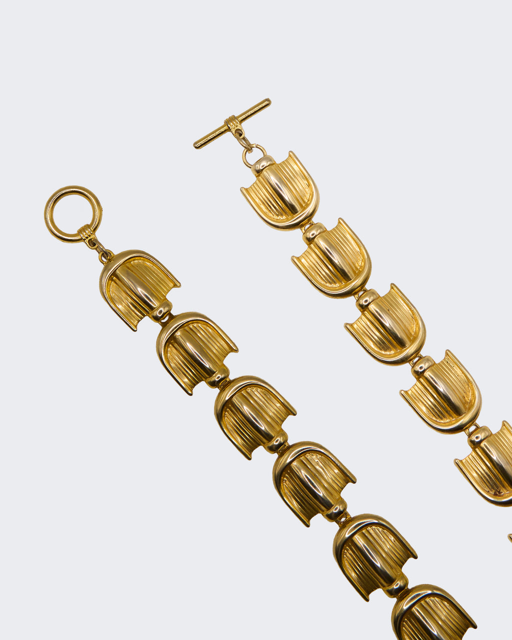 Collana Vintage Geometrica Tono Oro – Girocollo a Maglie a Coste di Alta Moda