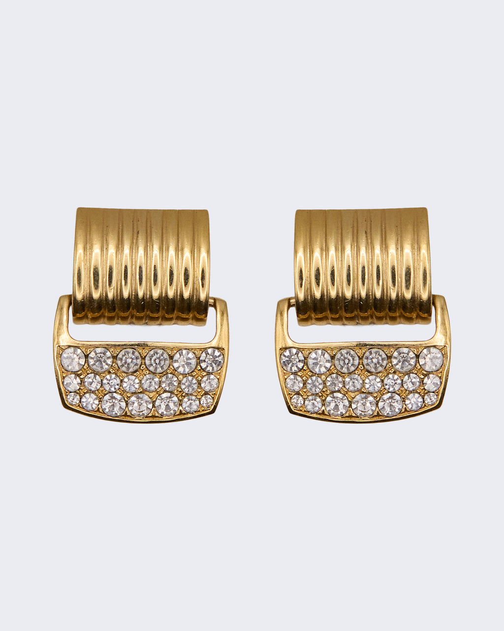 Orecchini Vintage Dorati con Cristalli Pavé – Design Elegante Anni 80