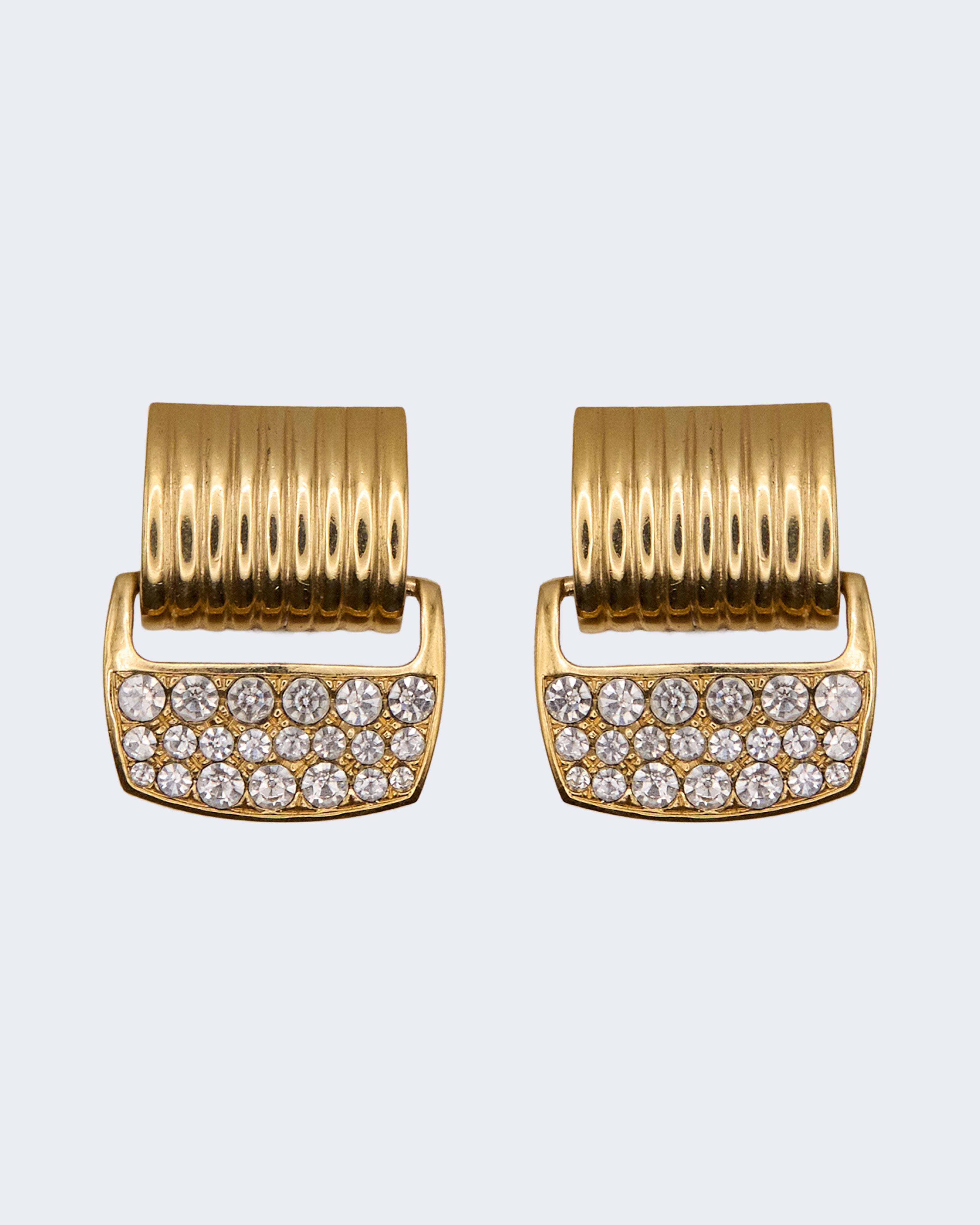 Orecchini Vintage Dorati con Cristalli Pavé – Design Elegante Anni 80