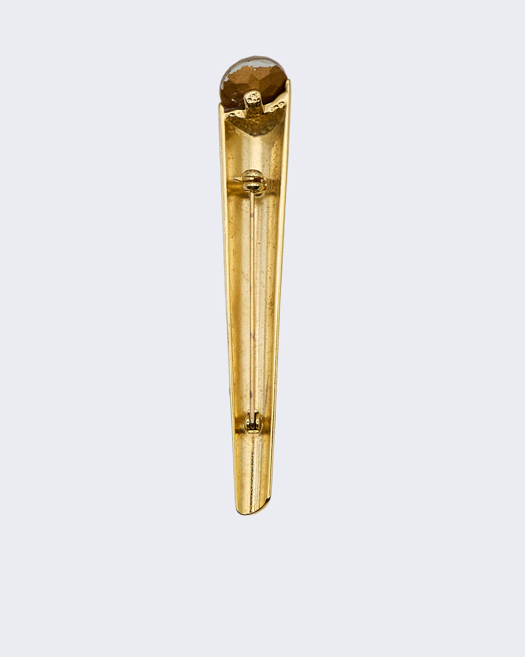 Spillone Vintage Placcato Oro con Pietra Trasparente – Spilla Elegante da Giacca