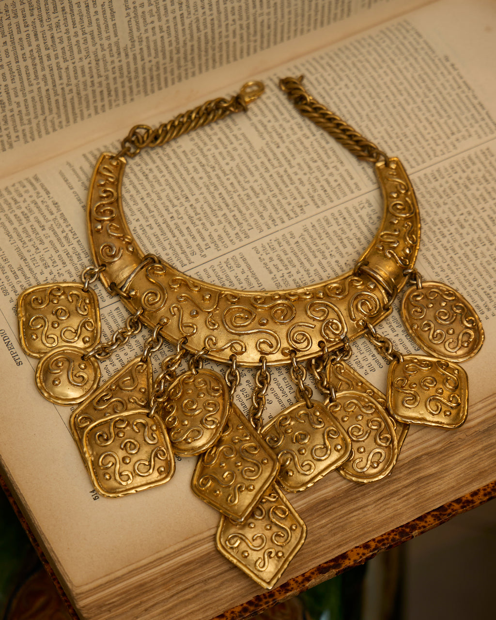 Collana Vintage Edouard Rambaud Paris Dorata Statement – Necklace Couture Francese