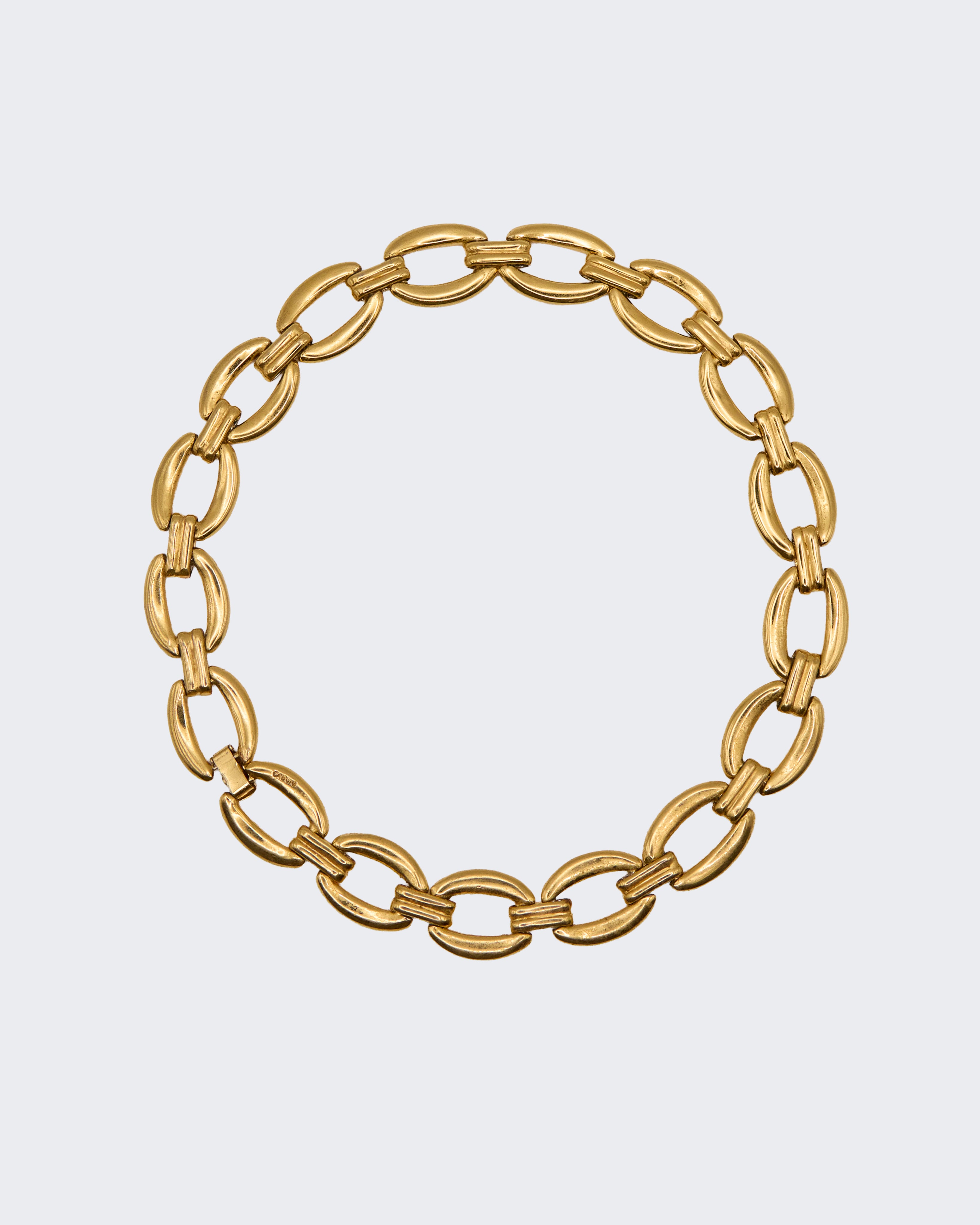 Collier Cascio Vintage à maillons ovales orné de cristaux – Finition satinée