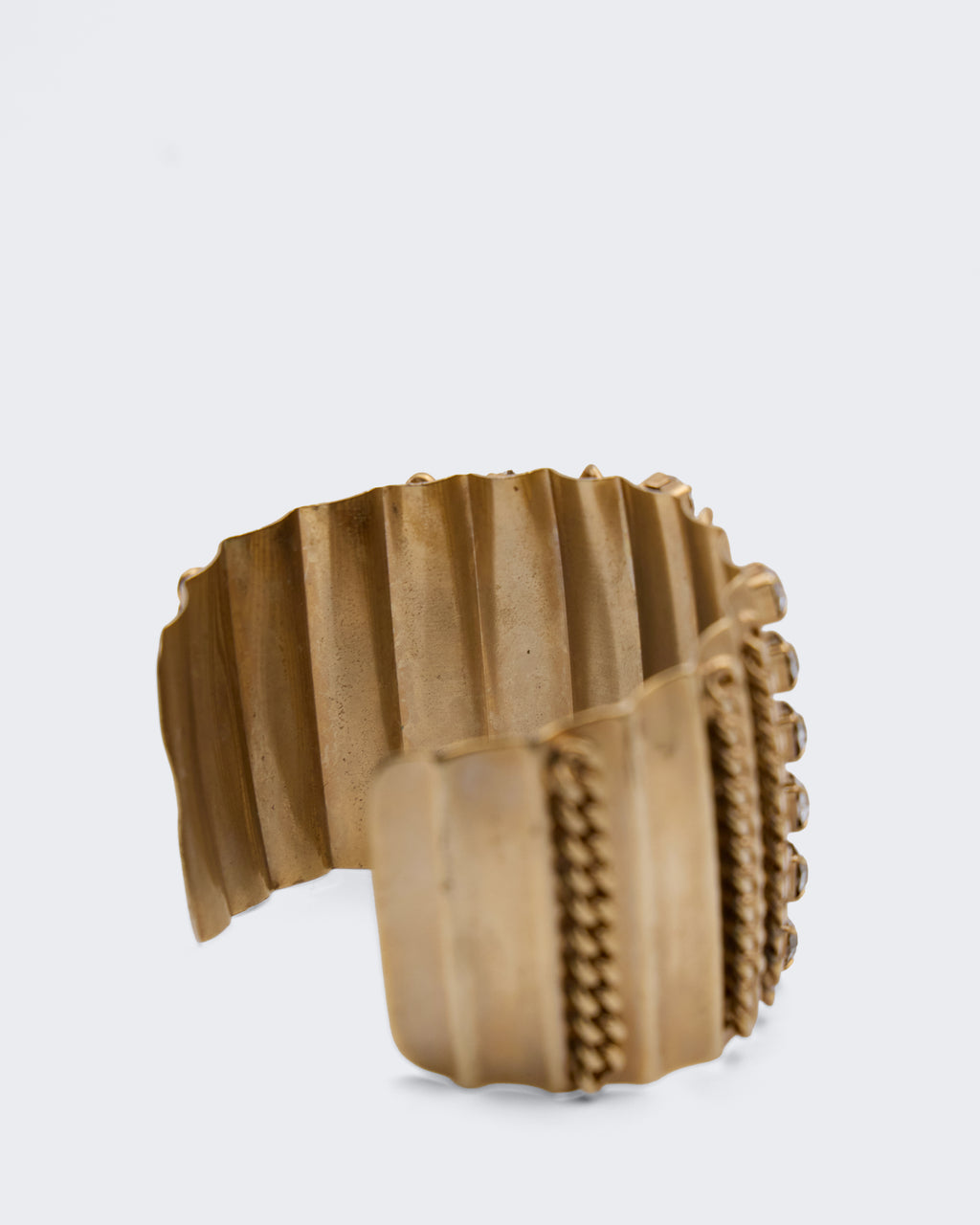 Bracciale Vintage Dorato Rigido con Catene e Strass Crystal