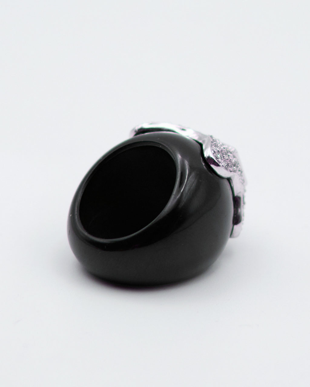 Anello Vintage Nero con Strass Crystal e Pietra Geometrica