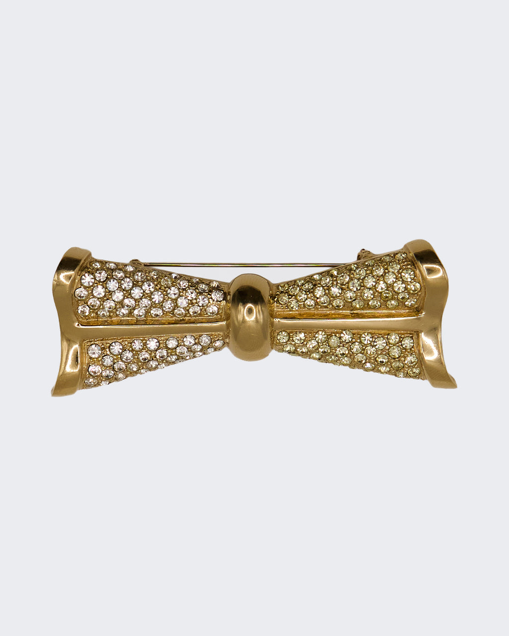 Spilla Fiocco Vintage Dorata con Pavé di Cristalli – Bigiotteria Elegante