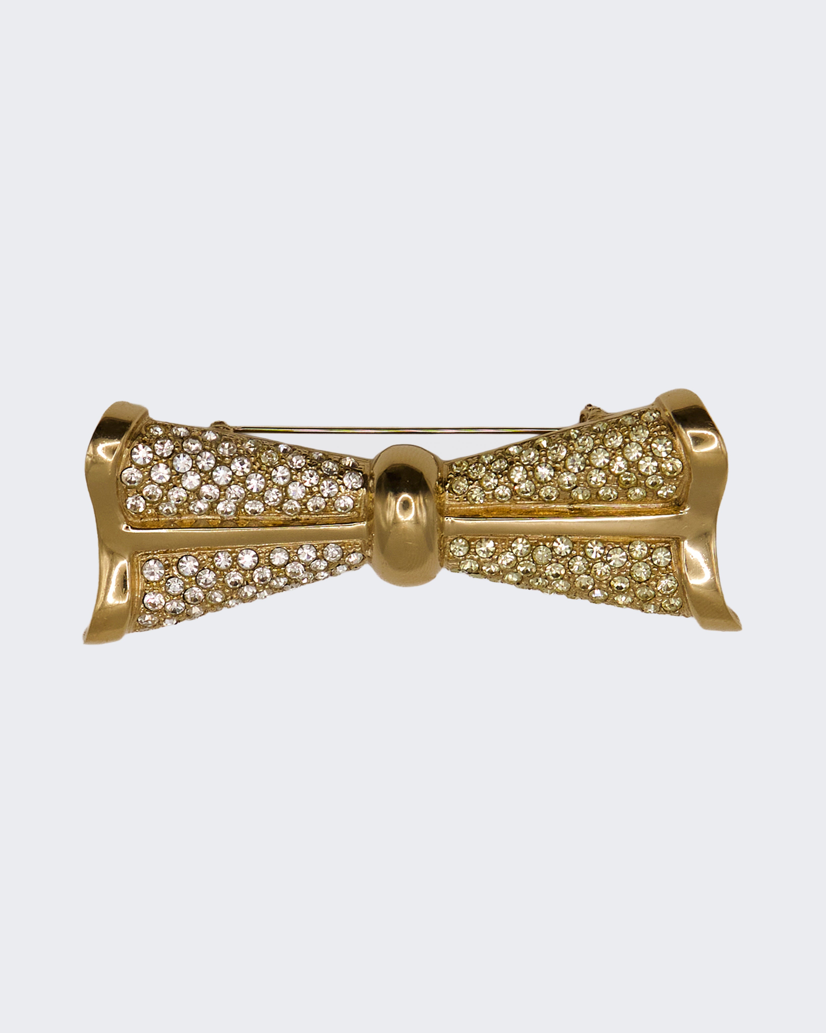 Spilla Fiocco Vintage Dorata con Pavé di Cristalli – Bigiotteria Elegante