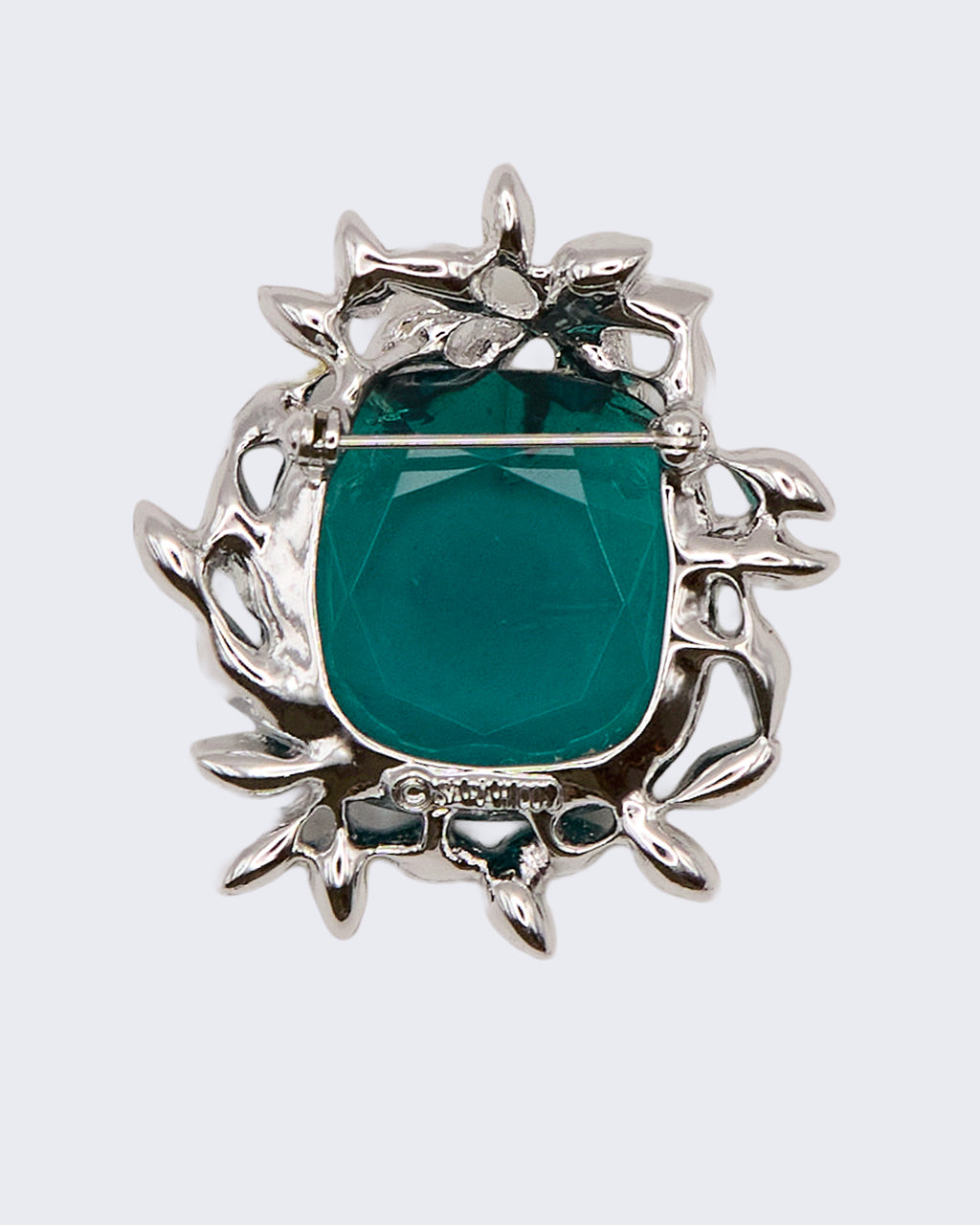 Spilla Vintage Sarah Coventry – Vetro Verde Smeraldo e Strass Argentati “Holiday Ice”