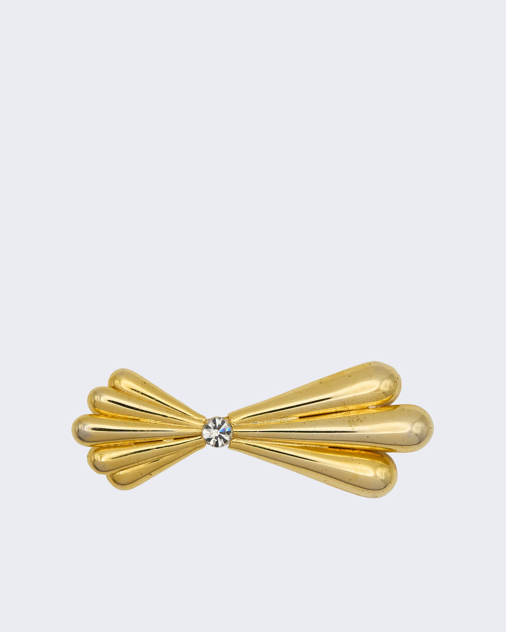 Spilla De Liguori Vintage a Fiocco/Ventaglio Placcata Oro con Strass – Anni ’40–’50 Stile Retrò