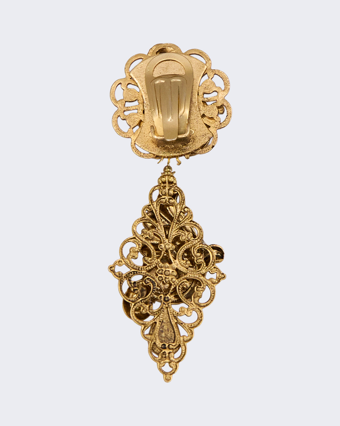 Orecchini Vintage Filigrana Dorata con Pietre Azzurre e Strass