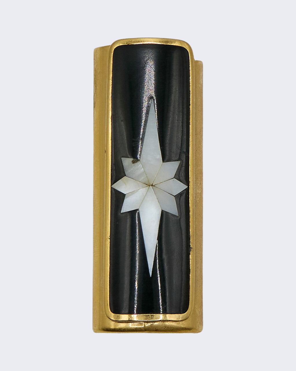 Custodia Vintage per Accendino con Stella Intarsiata Nero e Oro