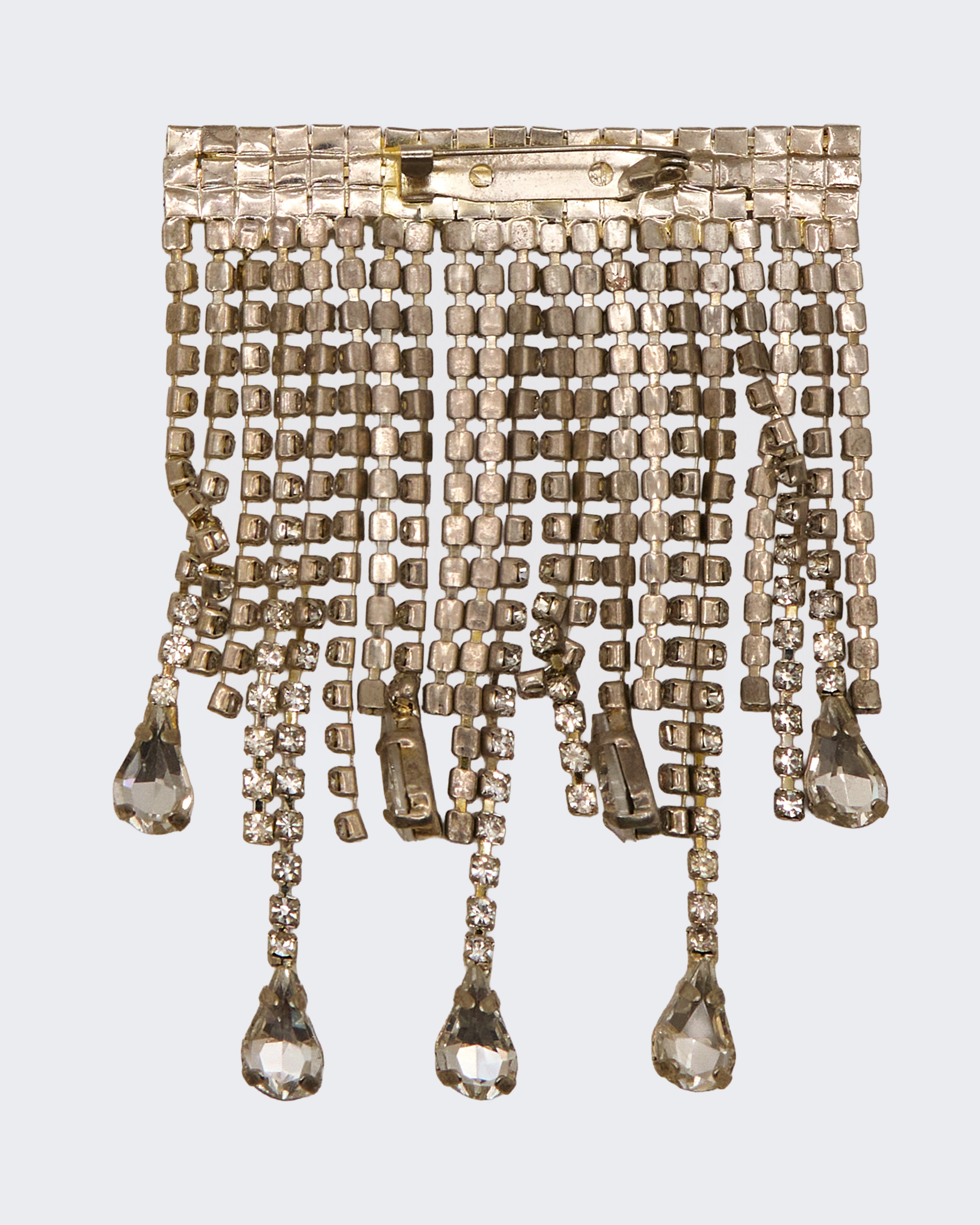 Spilla a cascata in stile Art Déco vintage con strass - Cristallo color argento