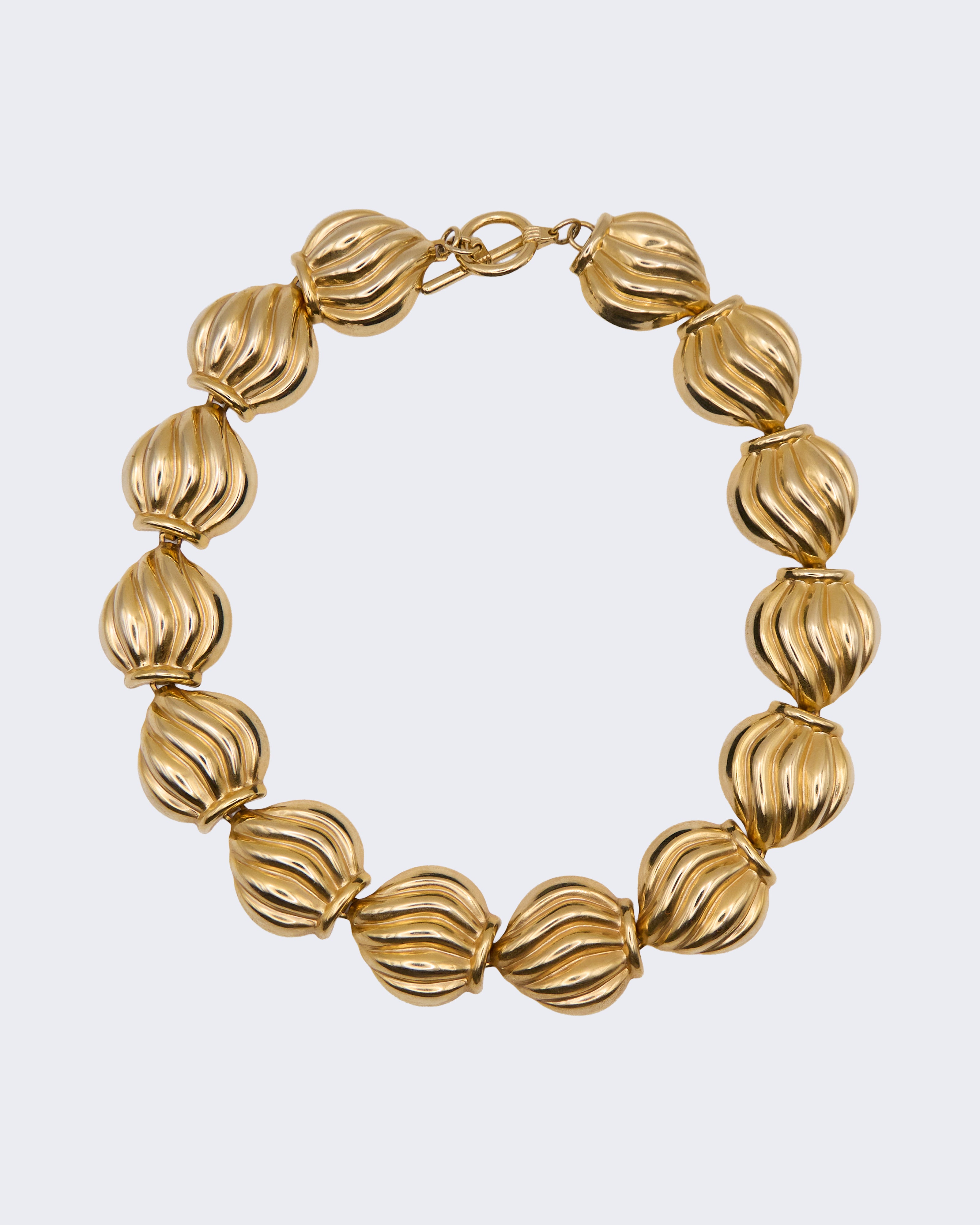 Collana Vintage Dorata a Maglie Bombate – Statement Necklace Anni ’80