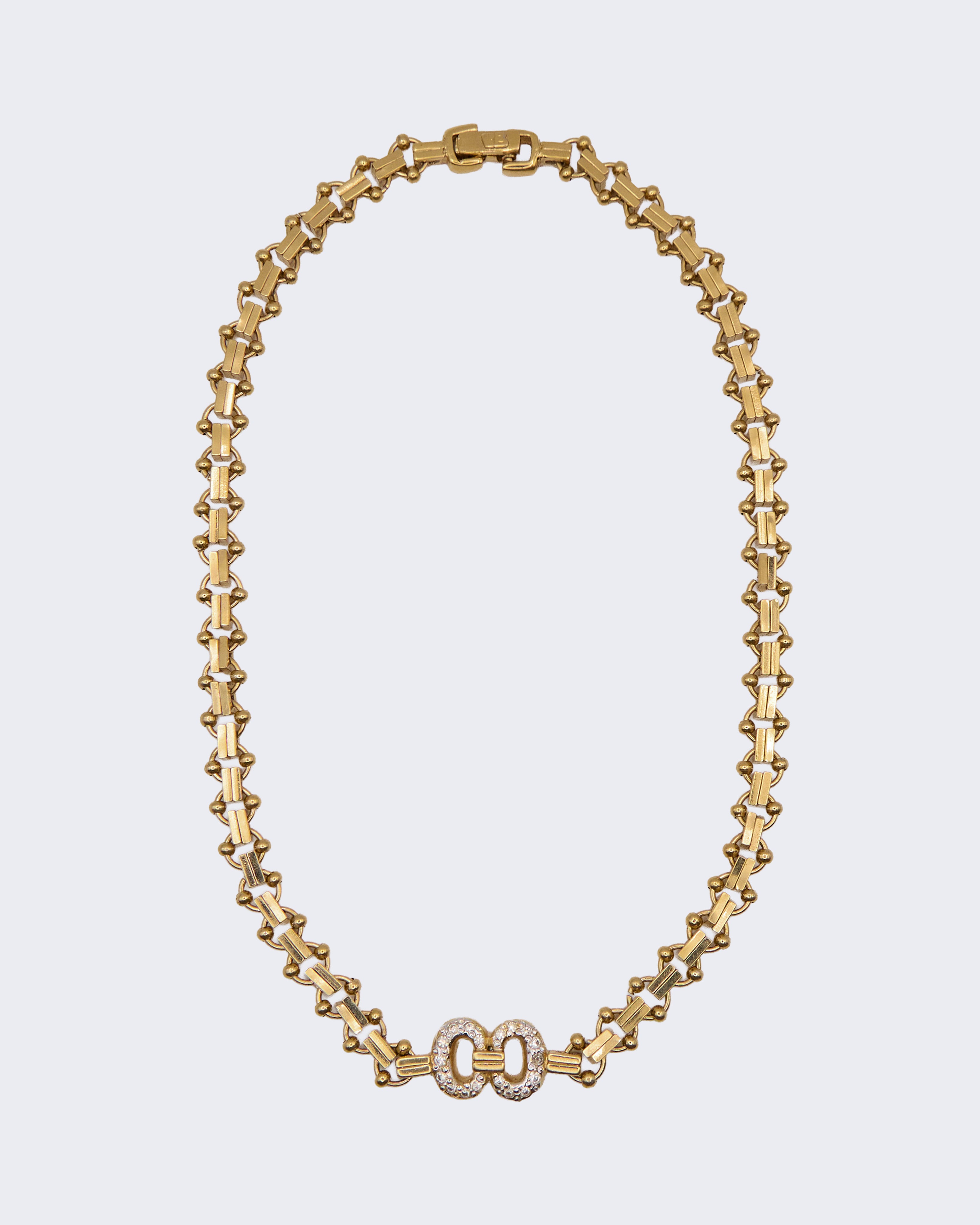 Collana Vintage Dorata con Dettaglio Strass – Necklace Elegante Minimal Chic
