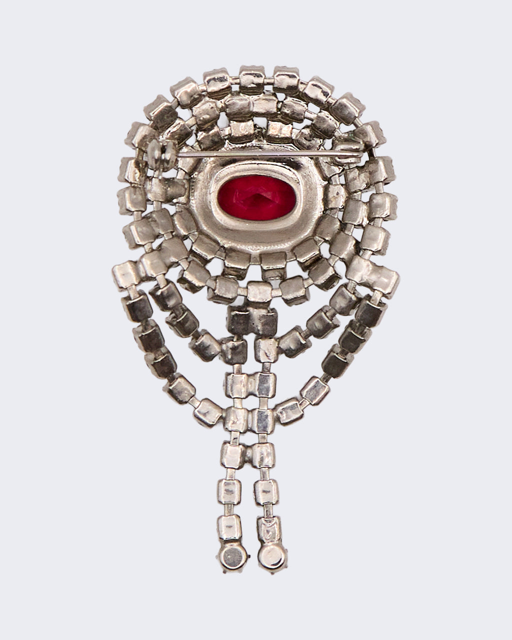 Spilla Vintage Strass e Pietra Rubino Rossi Cascata – Brooch Anni ’50 Glamour