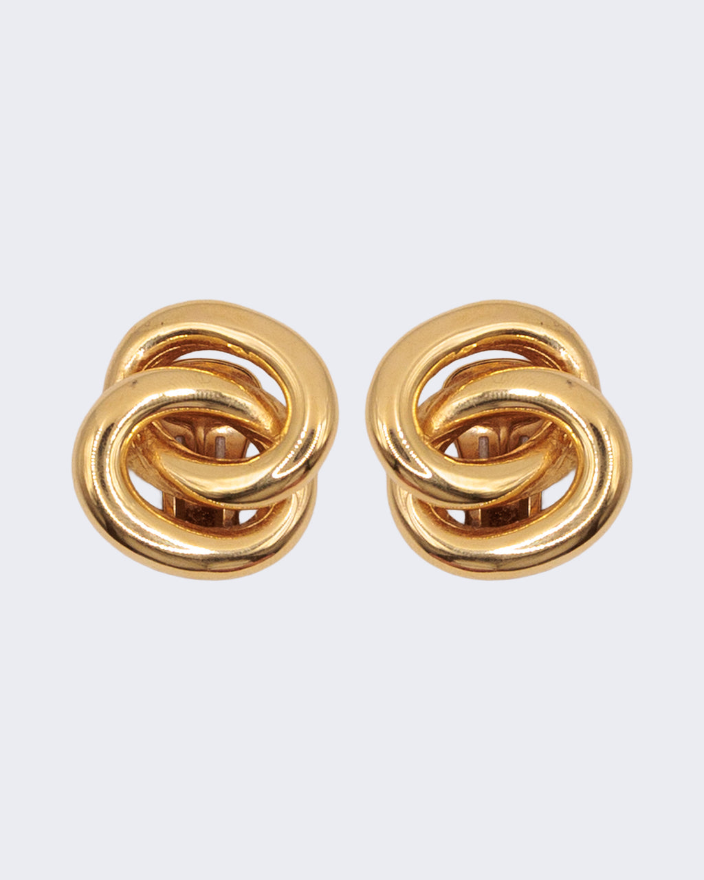 Orecchini vintage dorati a nodo intrecciato, clip anni ’80 stile designer