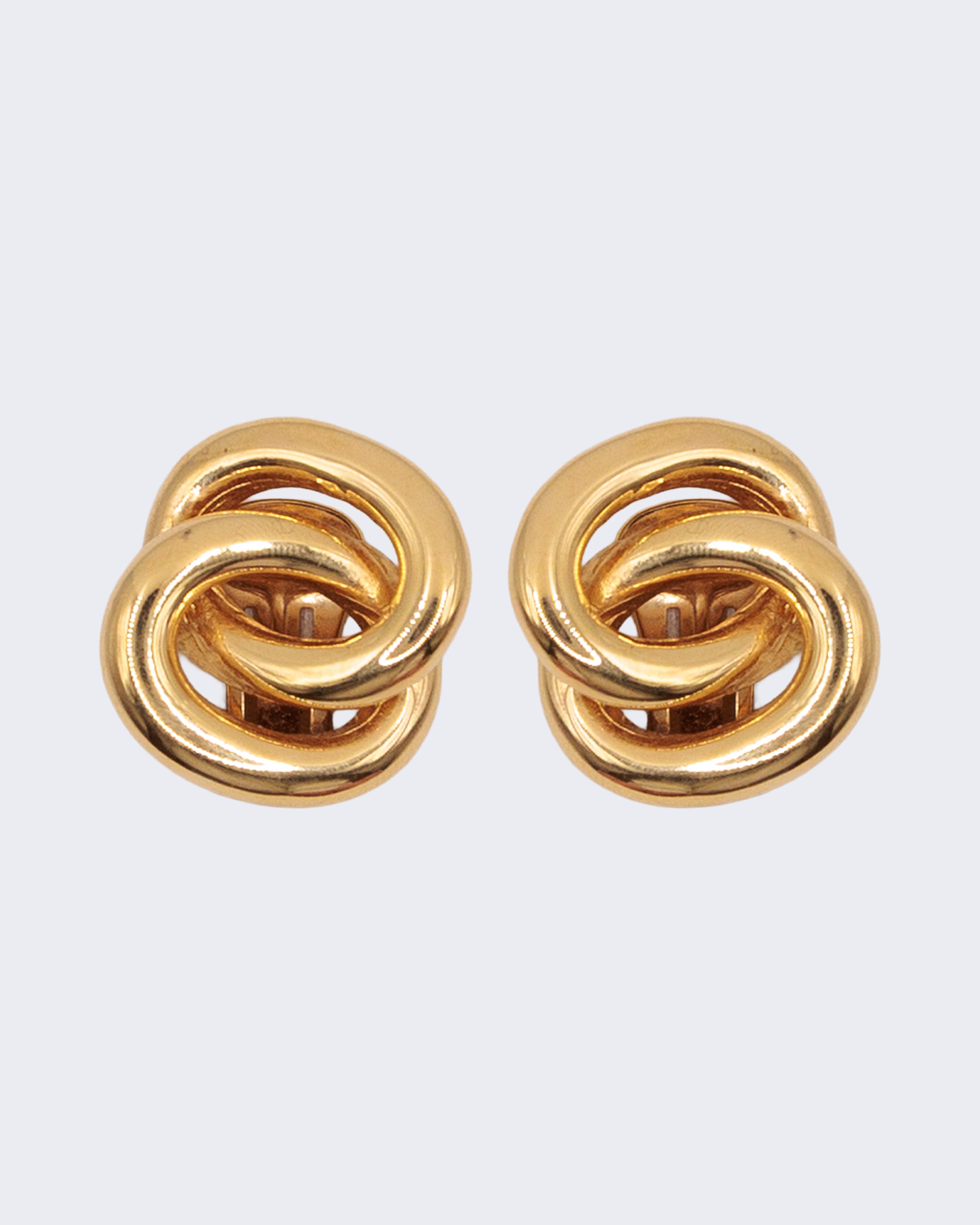 Orecchini vintage dorati a nodo intrecciato, clip anni ’80 stile designer