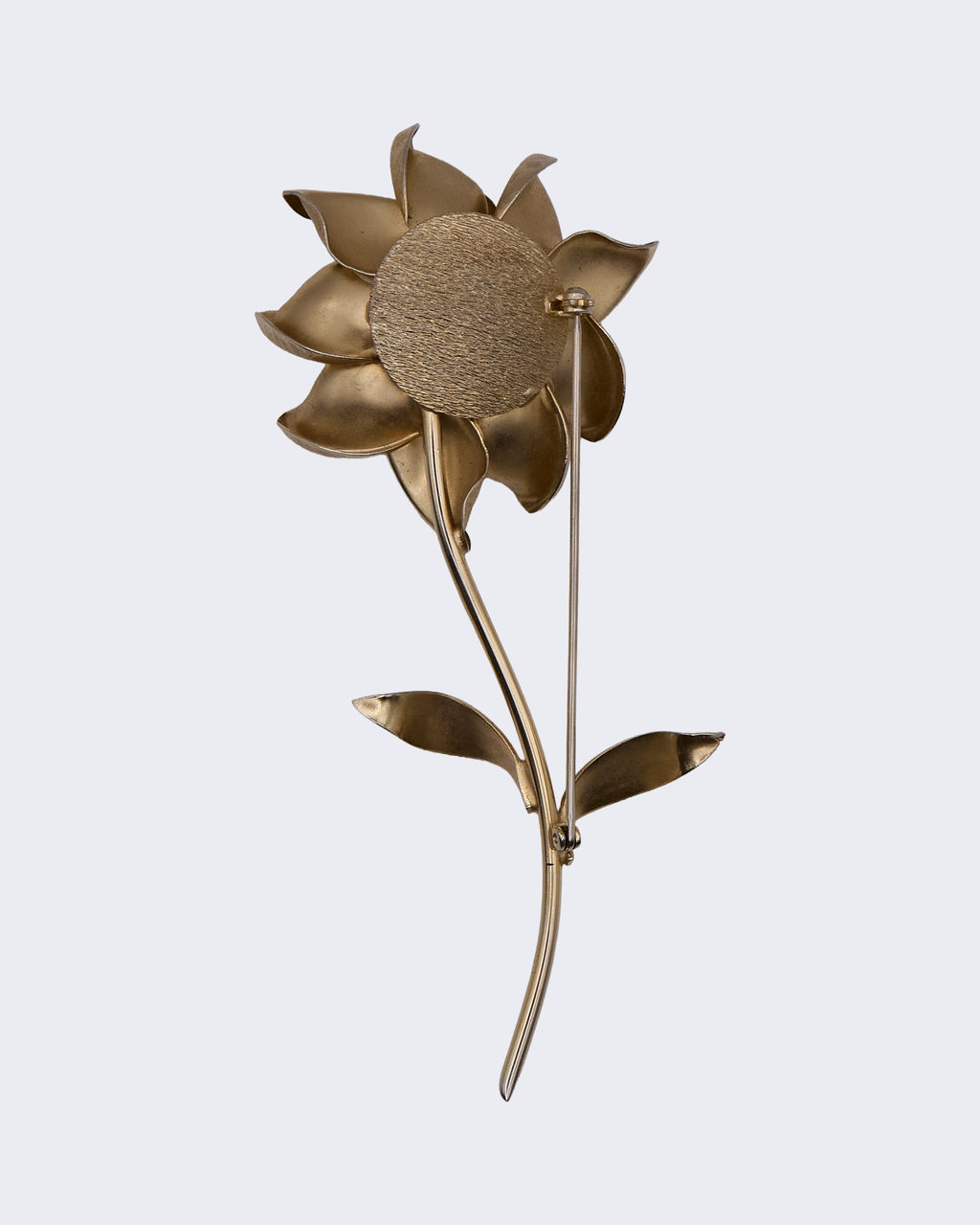 Spilla Vintage Rosa Dorata a Stelo Lungo – Elegante Gioiello Floreale