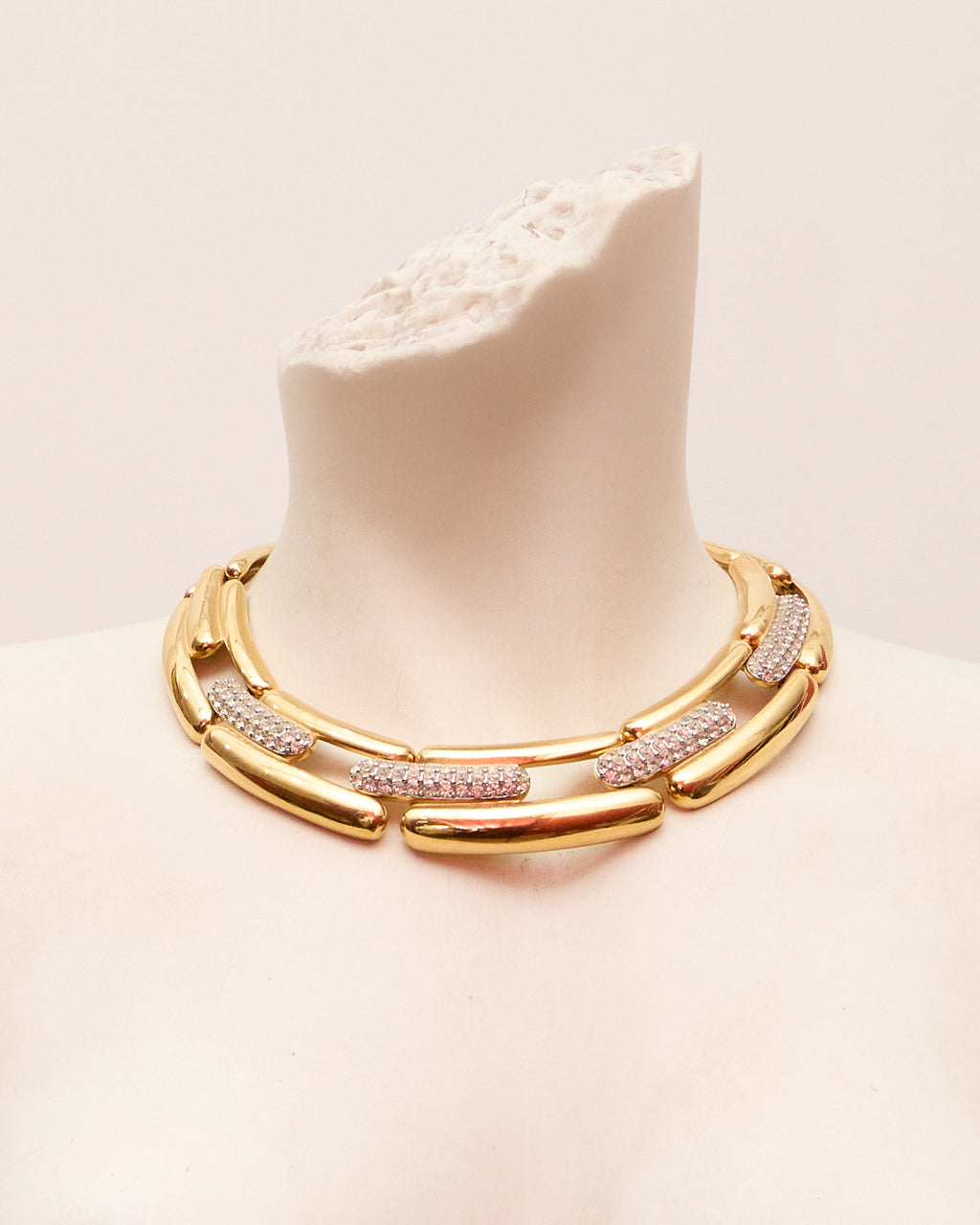 Vintage Givenchy 1980s Gold Mesh Choker with Rhinestones