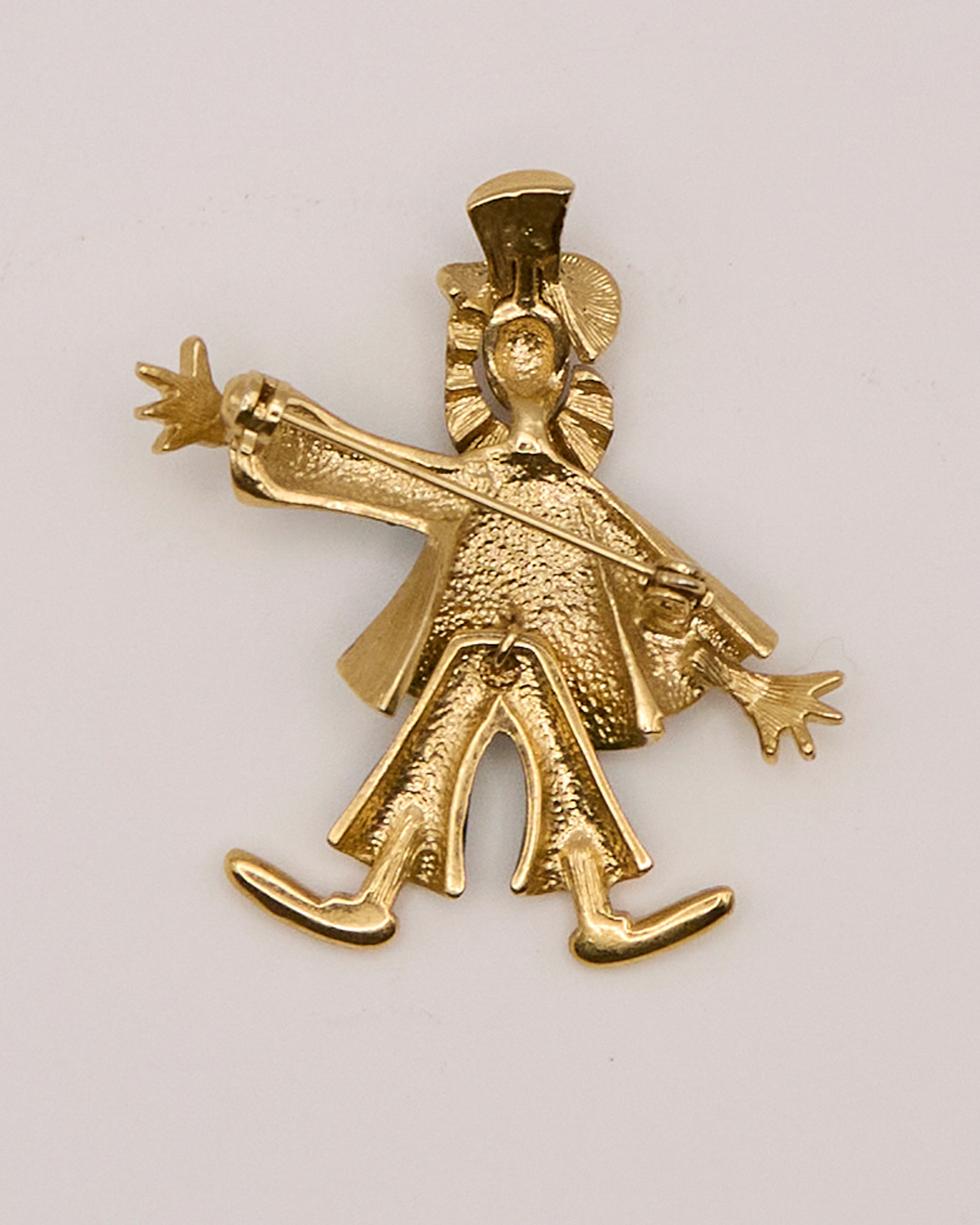 Vintage Enamel and Gold Clown Brooch – 1970s/1980s