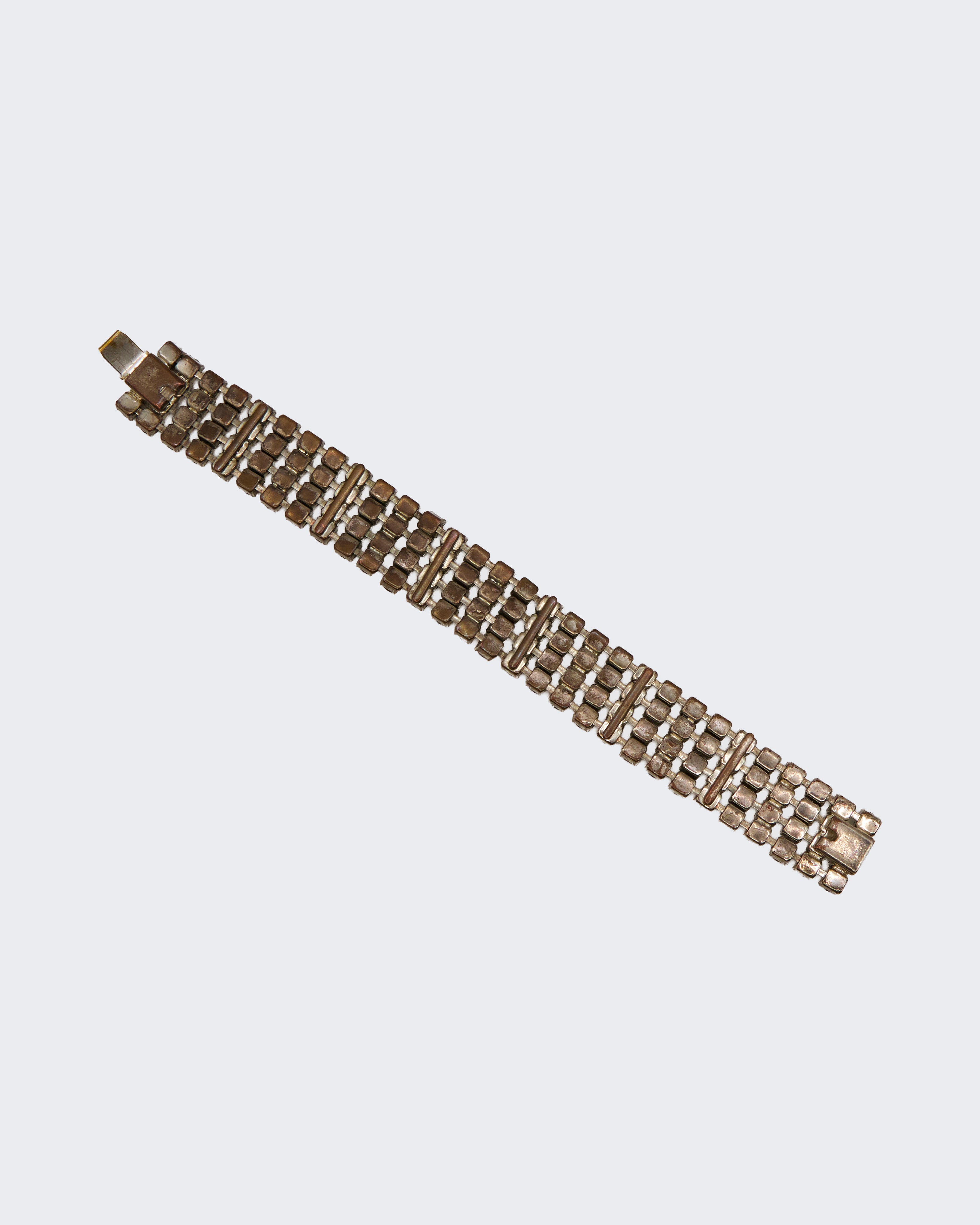 Bracciale Rivière Vintage Antico a Più File di Strass – Eleganza Classica da Cerimonia