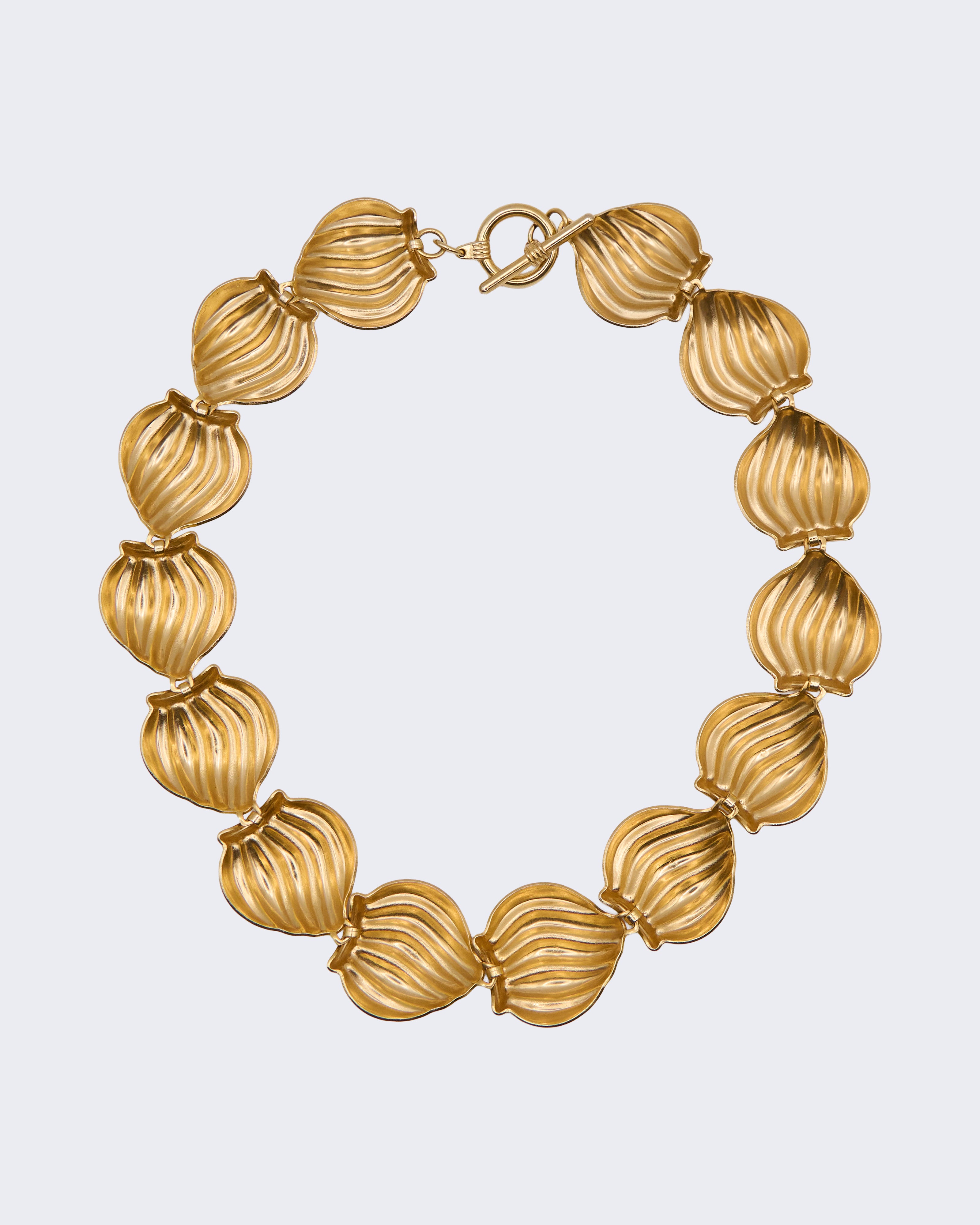 Collana Vintage Dorata a Maglie Bombate – Statement Necklace Anni ’80