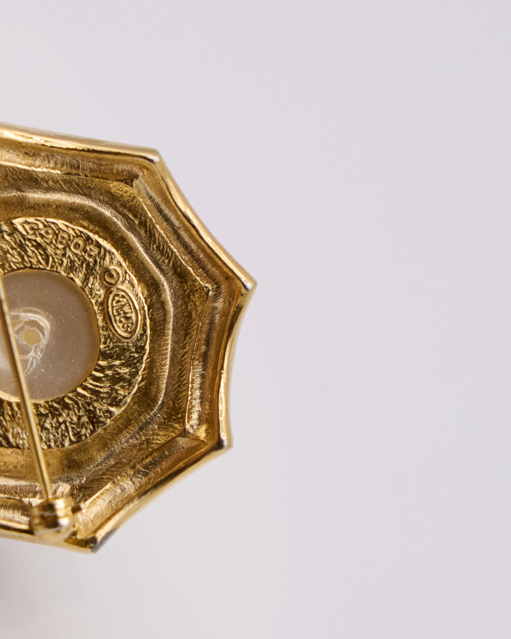 Spilla Vintage con Perla e Strass – Brooch Dorata Anni ’80