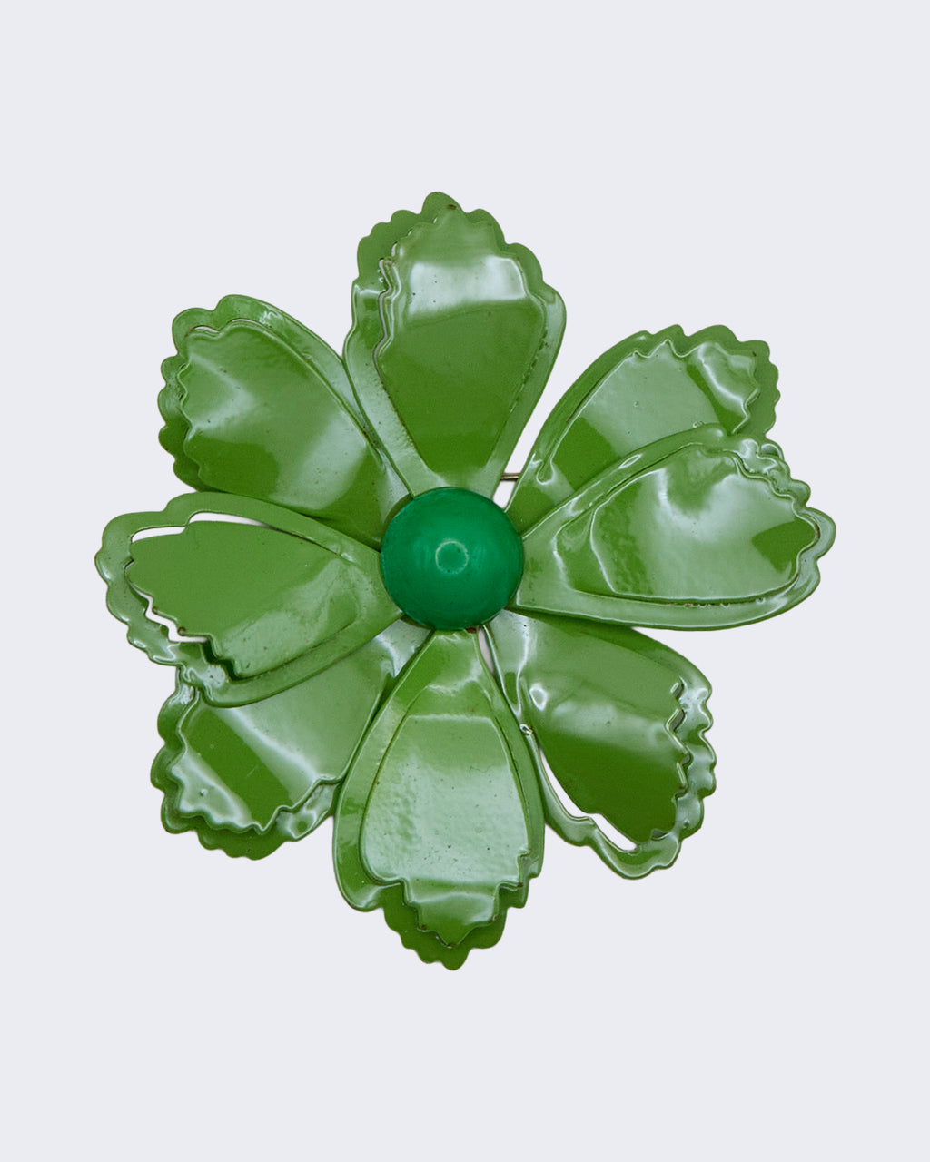 Spilla Vintage Fiore Verde Smaltato – Gioiello Floreale Anni 1960