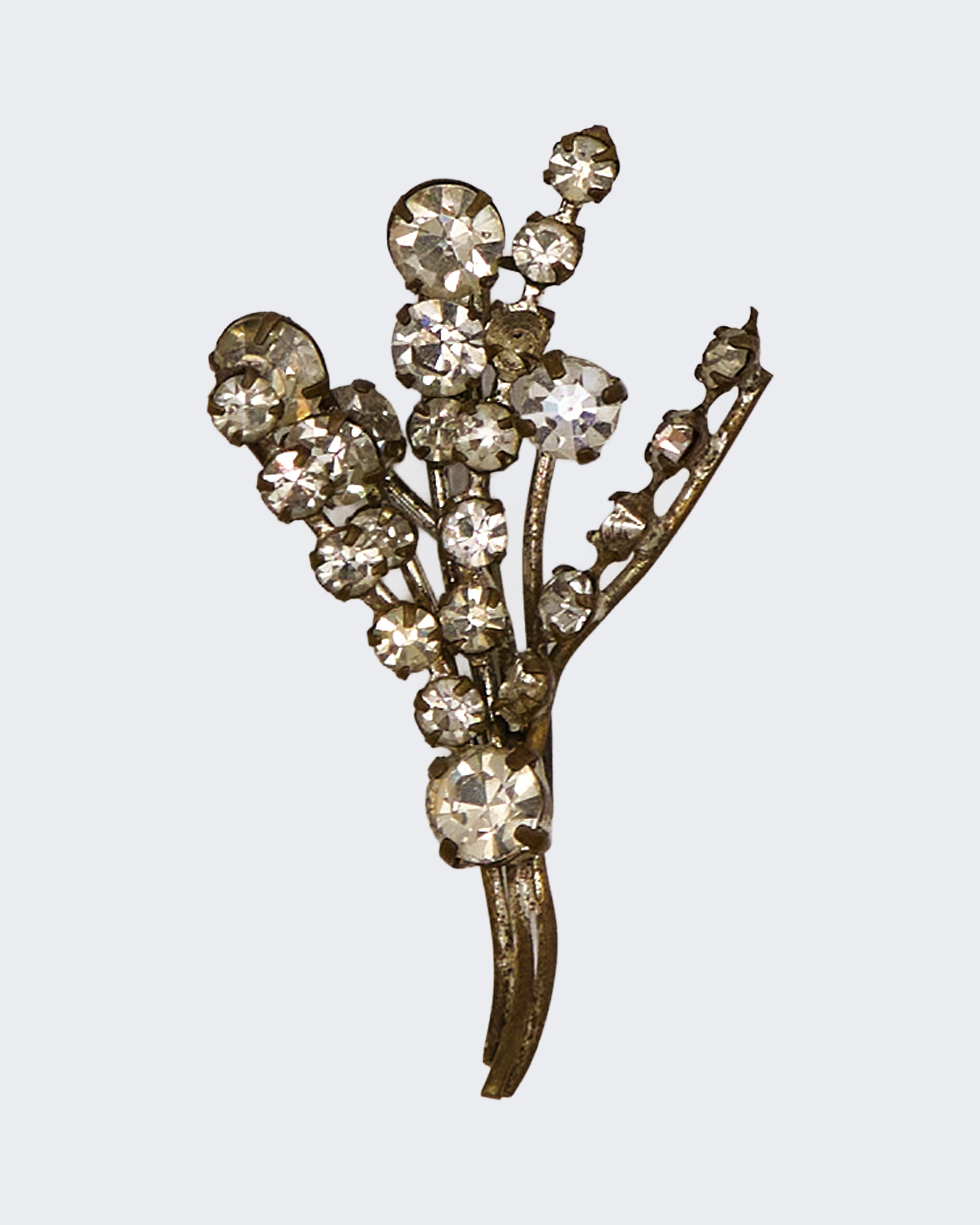 Spilla Floreale Vintage con Cristalli – Metallo Argentato