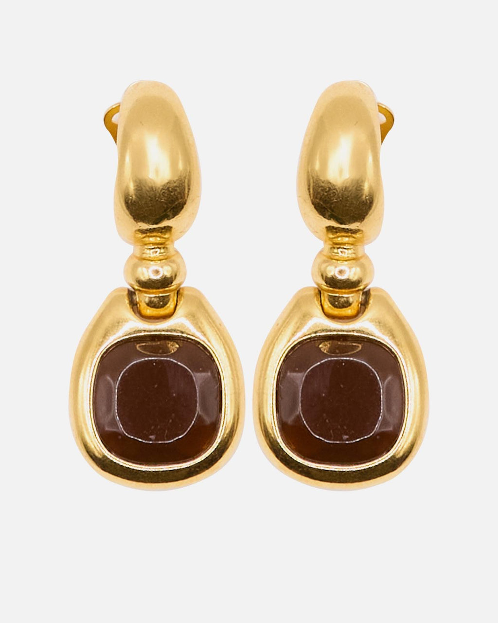 Boucles d'oreilles cabochon marron