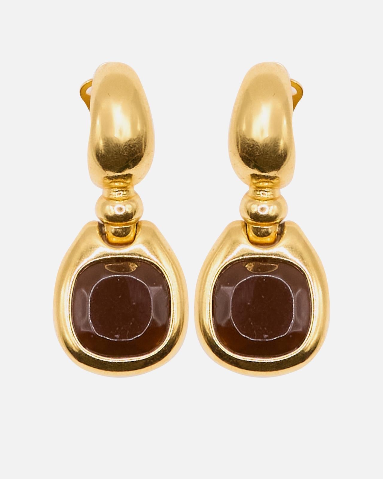 Boucles d'oreilles cabochon marron