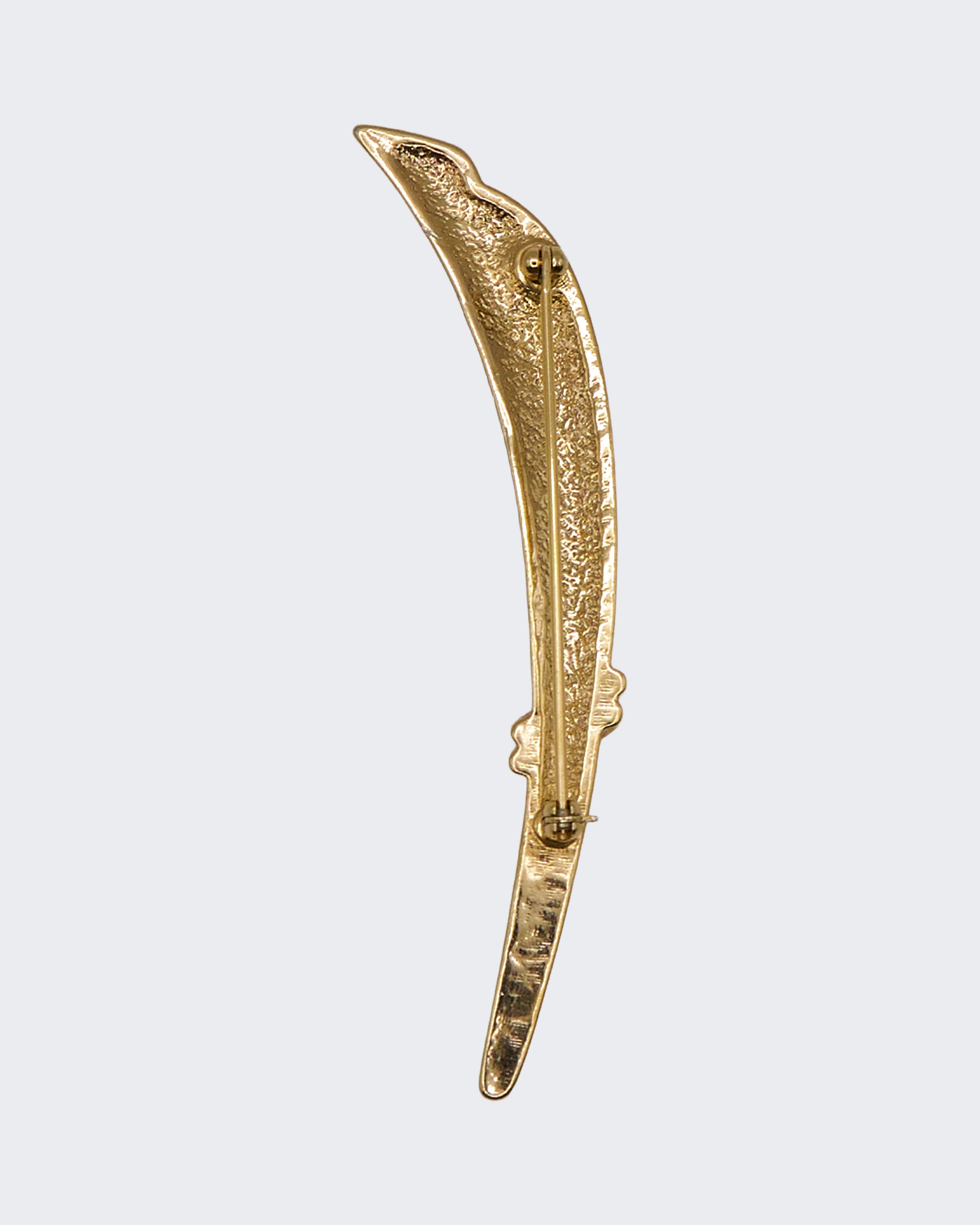 Spilla Vintage a Forma di Corno Placcata Oro con Strass